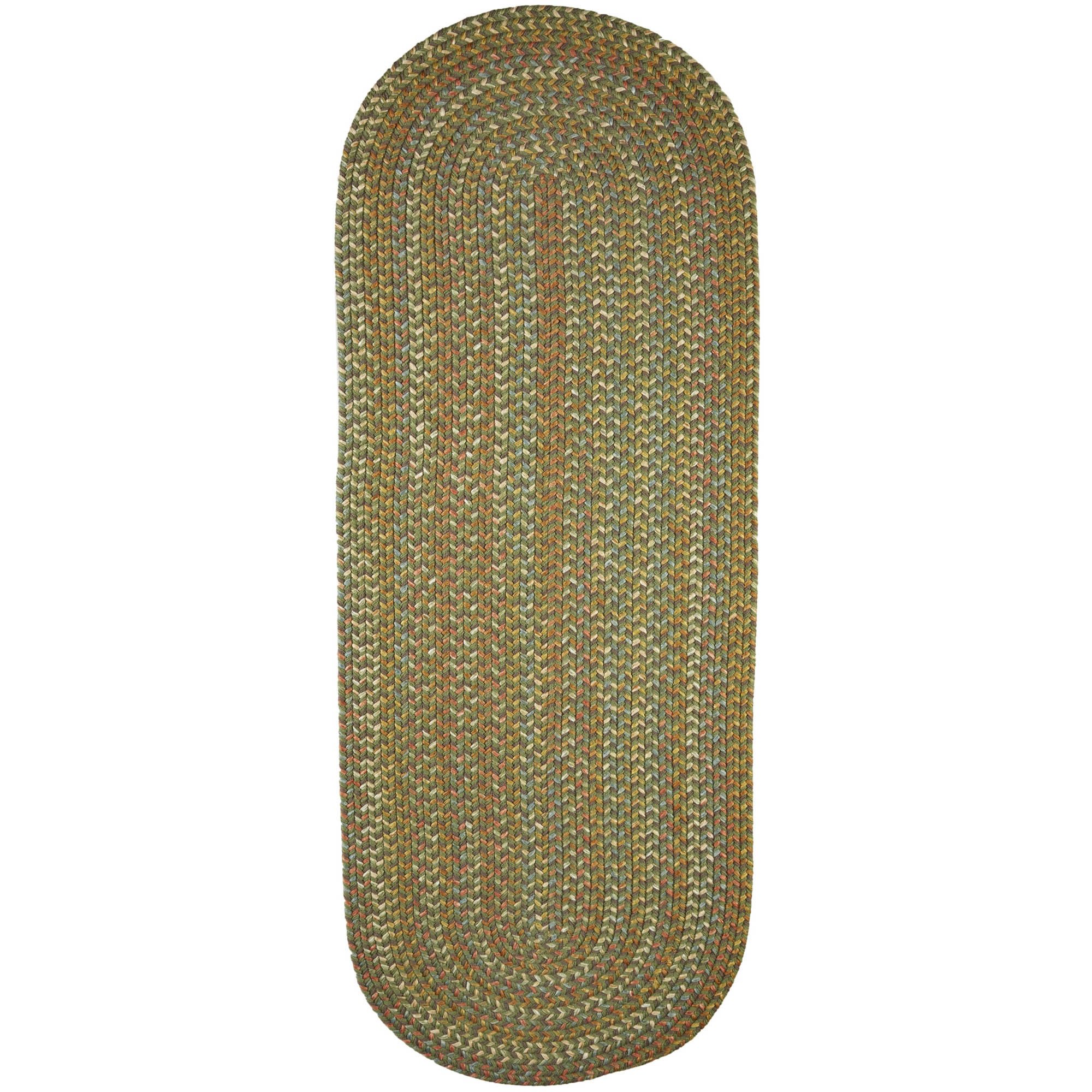 Super Soft Confetti Braided Traditional Area Rug - Olive Green 2' x 6' Runner for Hallway, Kitchen & Entryway Decor