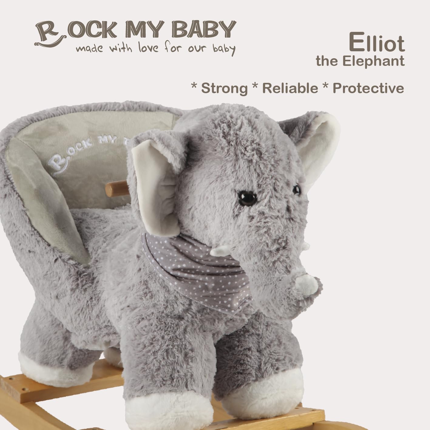 Plush Gray Elephant Rocking Horse with Chair - Soft Stuffed Baby Rocker with Sweet Music, CPC Certified - Perfect for Toddlers' Playroom, Nursery Decor & First Birthday Gifts