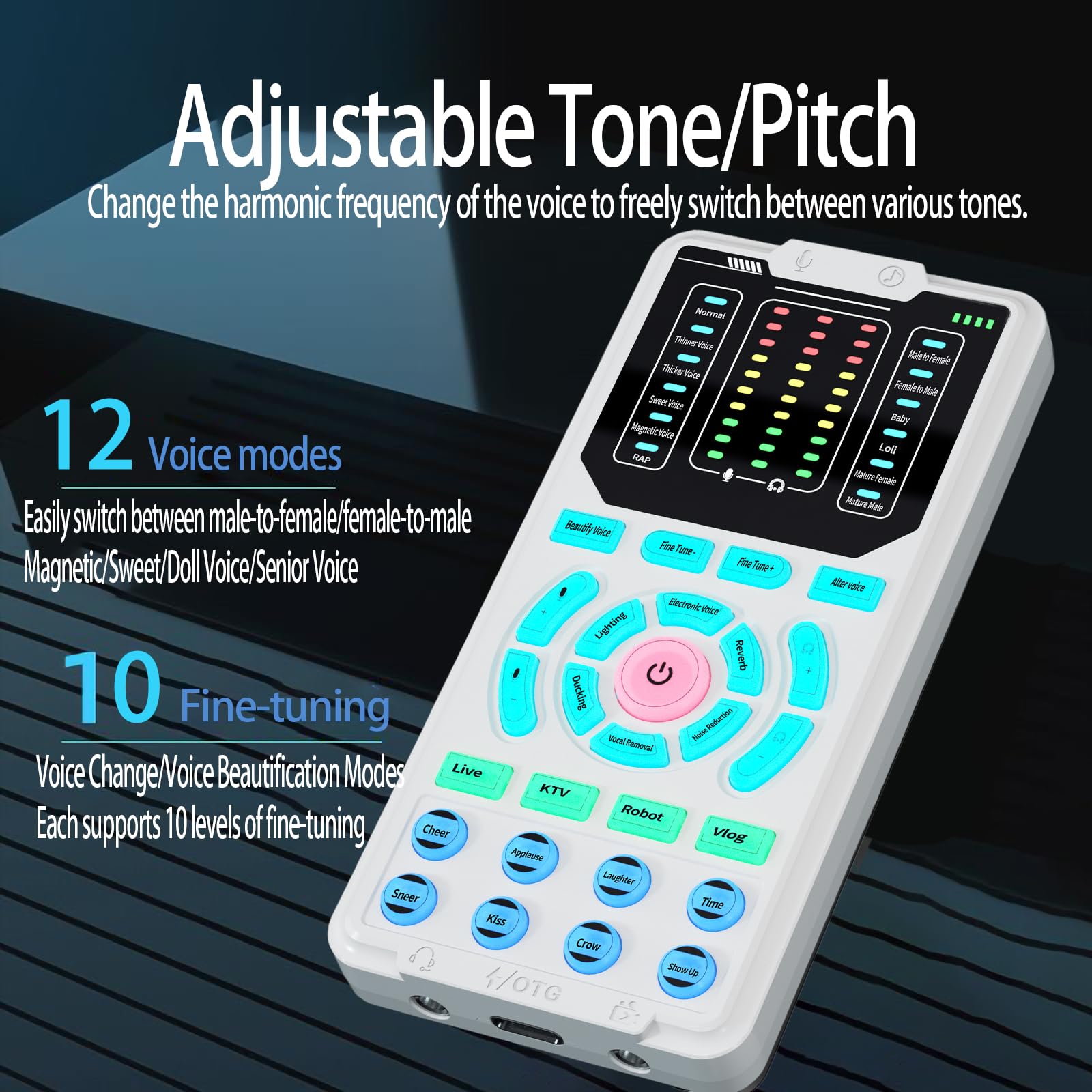 Portable Voice Changer Sound Card Kit with Headphones & Converters - 16 Sound Effects for Gaming, Calls, Live Streaming - Compatible with Phone, PC, Xbox, PS5 - Perfect for Content Creators & Online Gamers