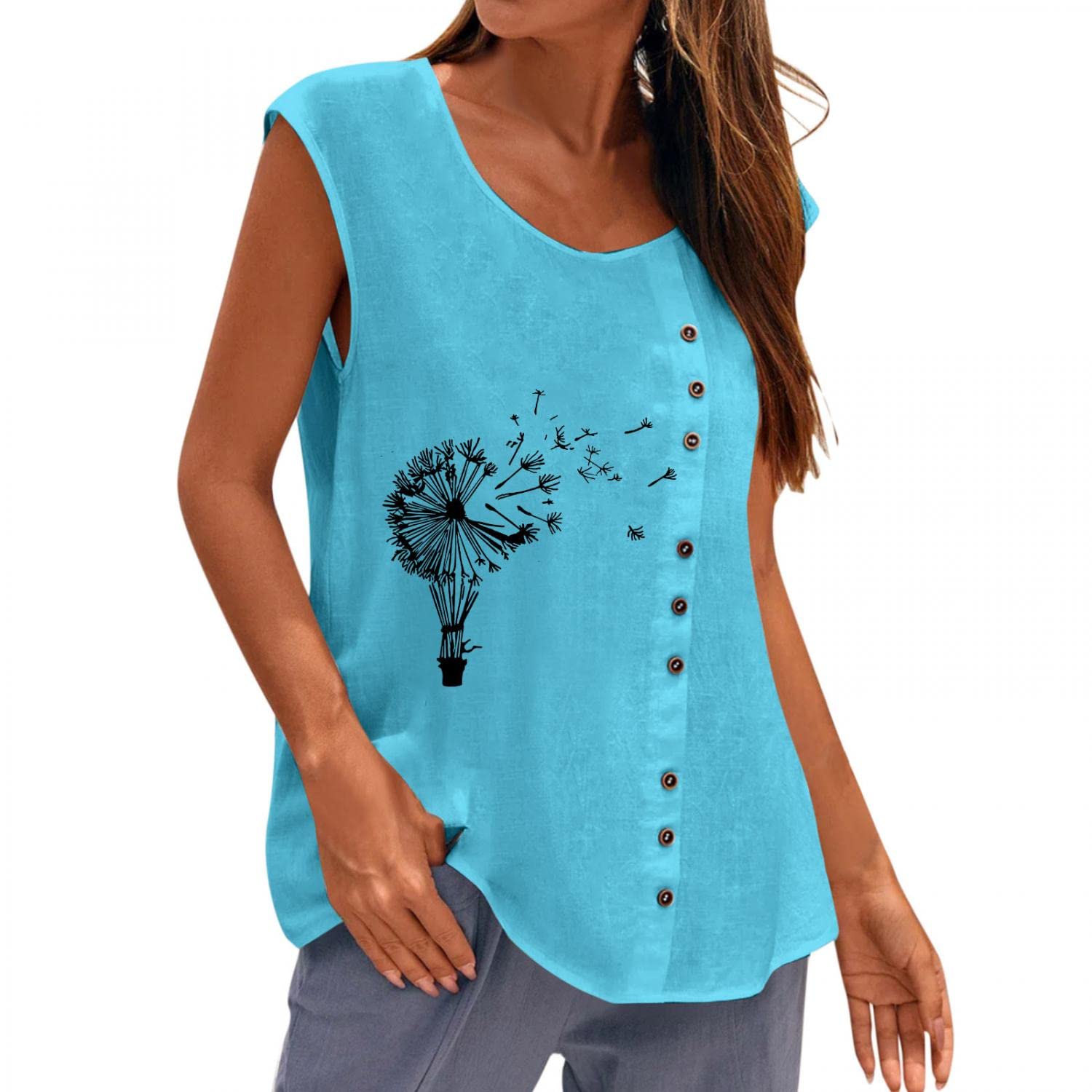 Women's Summer Casual Sleeveless Camisole Tank Tops - Loose Flowy Pleated Tunic Blouse, Lightweight Breathable Shirts for Beach, Vacation & Everyday Wear