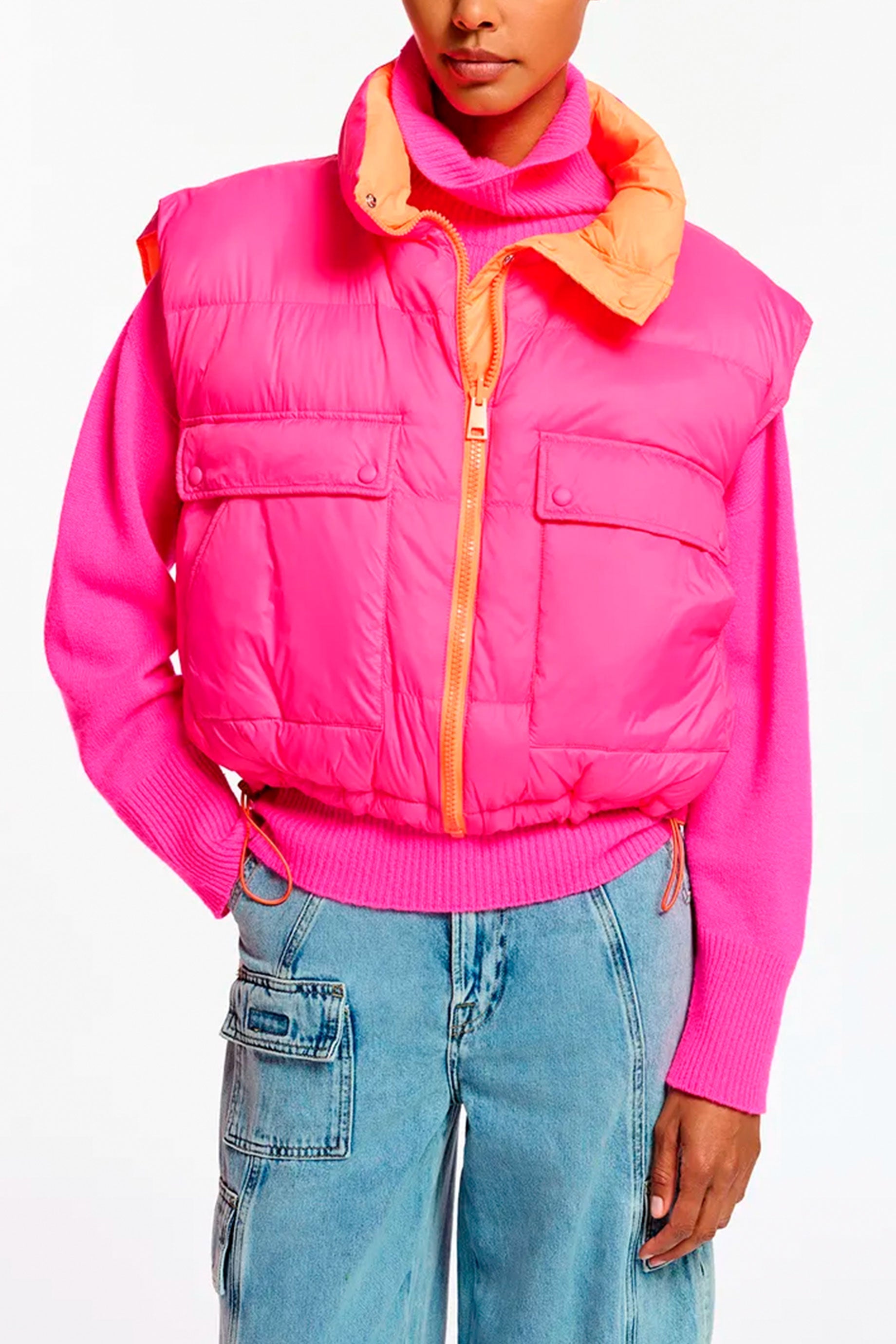 Essentiel Antwerp Epuff Vest in Pink | Women's Fashion Puffer Vest for Winter & Fall | Perfect for Outdoor Activities & Casual Wear