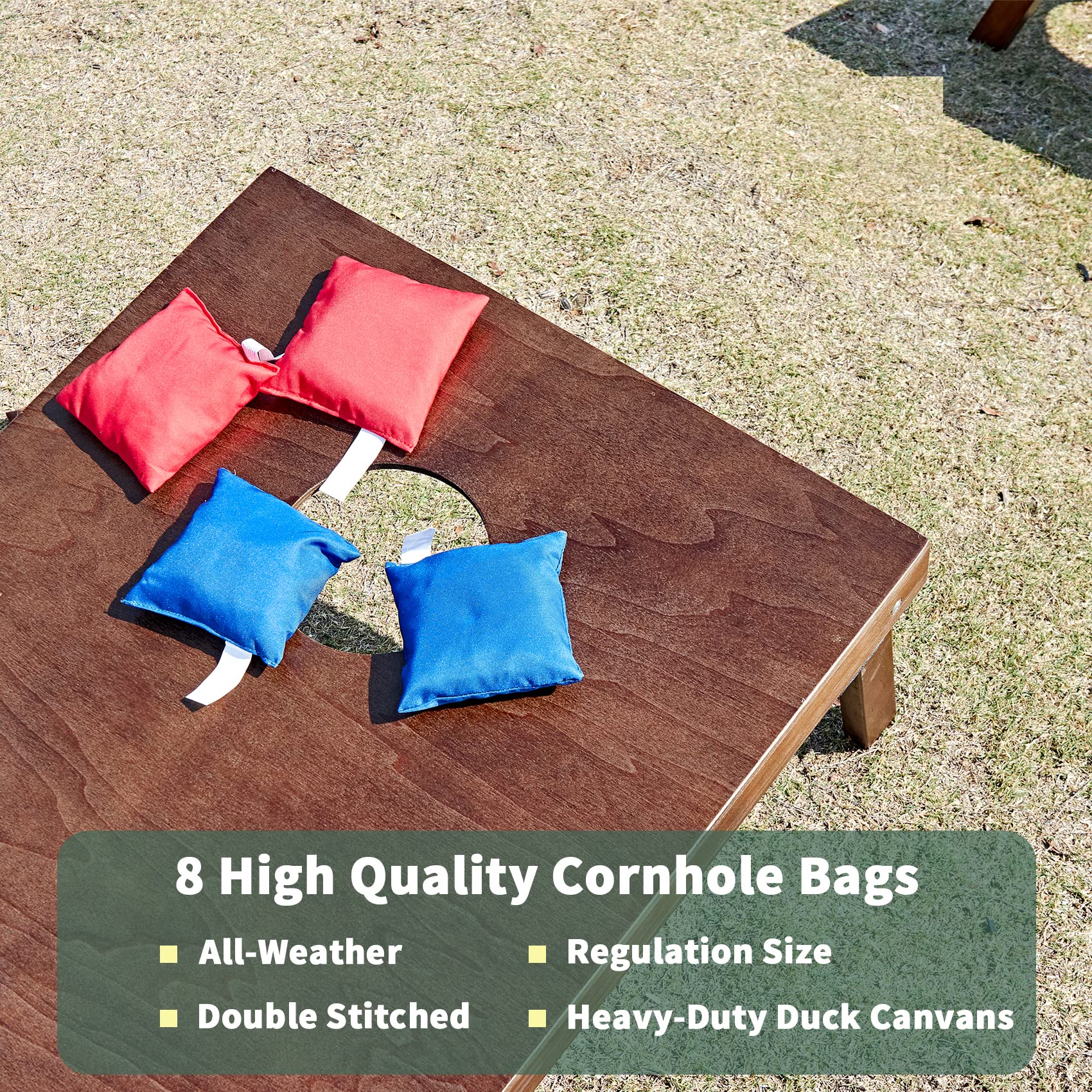 Premium Wooden Cornhole Game Set - 3x2FT & 4x2FT Boards with 8 Bean Bags & Carry Case - Portable Outdoor Lawn Game for Backyard, Tailgating, Beach, and Camping Parties
