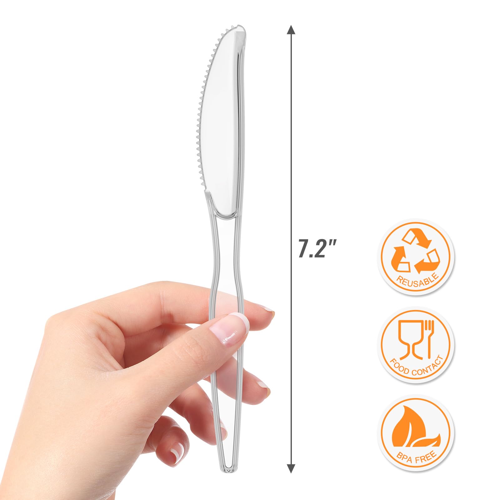 50 Pack Disposable Plastic Knives - Clear Individually Wrapped Cutlery for Parties, Picnics, BBQs & Catering Events