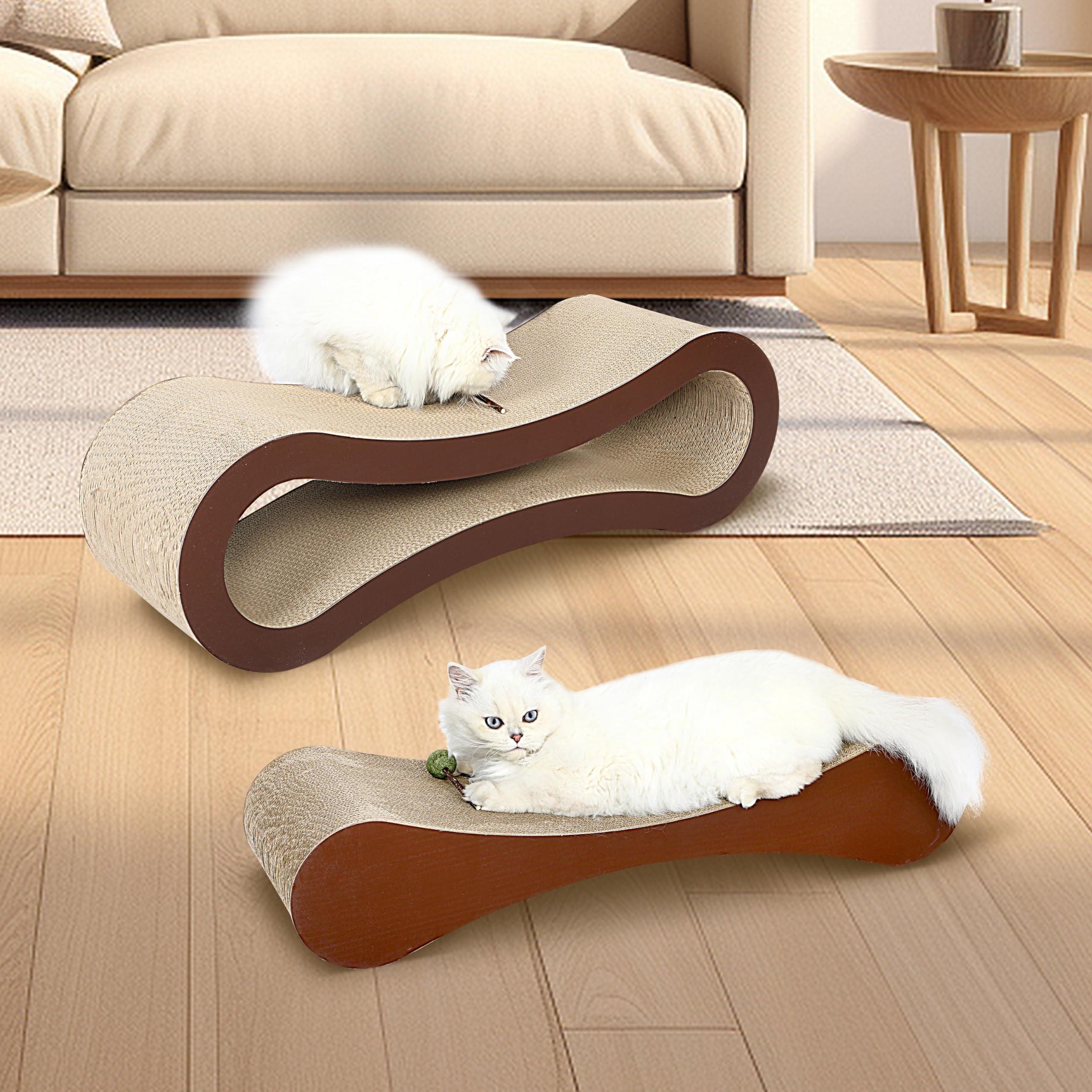 2 in 1 Infinity Shape Cat Scratcher Cardboard & Bed - Extra Large Cat Scratching Board Furniture Protector for Indoor Cats - Perfect for Playtime, Napping & Protecting Your Sofa