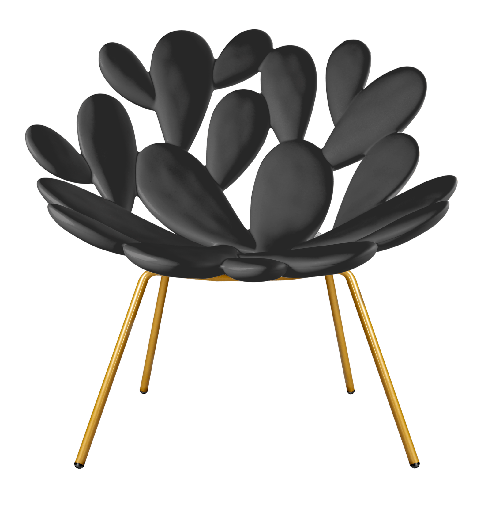 Qeeboo Filicudi Armchair with Brass Frame - Modern Luxury Lounge Chair for Living Room, Office & Hotel Decor