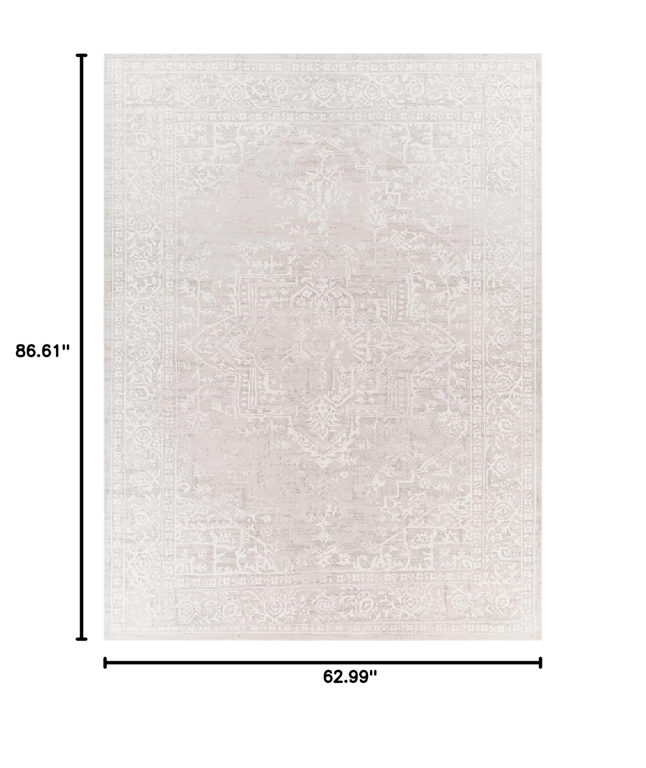 Hauteloom Bolsover Traditional Gray and Off-White Area Rug 5'3