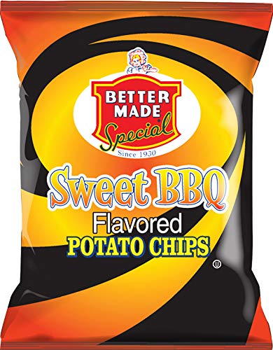 Better Made Sweet BBQ Potato Chips - 4 Pack (8.5oz Bags) - Crispy, Crunchy, Gluten-Free Snacks - Family-Owned Brand - Perfect for Picnics, Parties & Game Night Snacking