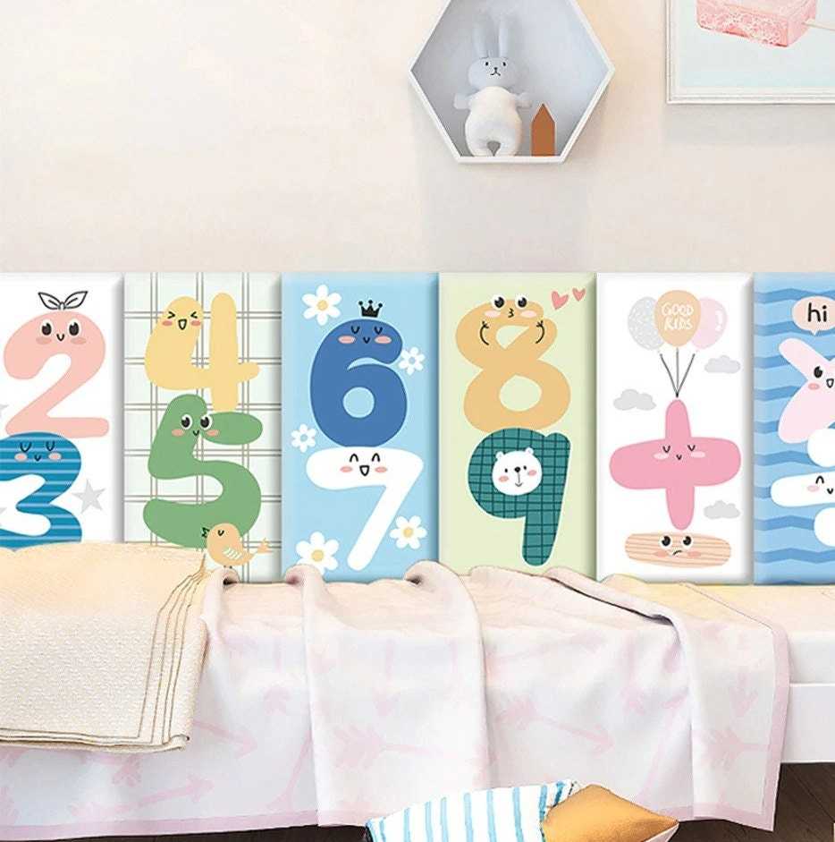 Number Fun Kids Wall Padded Safety Cushions Set - Soft Foam Playroom Floor Mats for Toddlers & Preschoolers - Perfect for Nursery, Daycare, and Playtime Safety