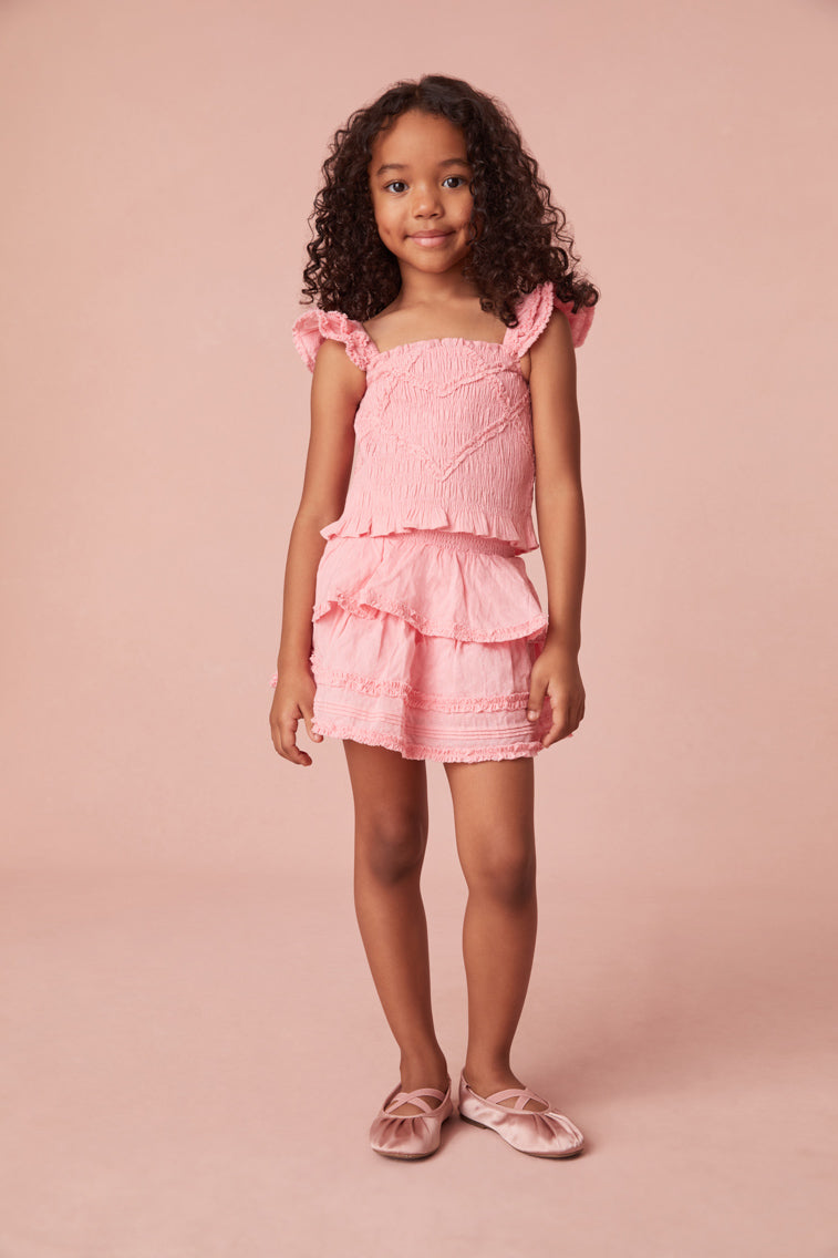 Girls' Caspia Cotton Ruffle Sleeve Blouse - Soft & Comfortable Summer Tops for Toddlers & Kids - Perfect for Playdates, Parties & Family Outings