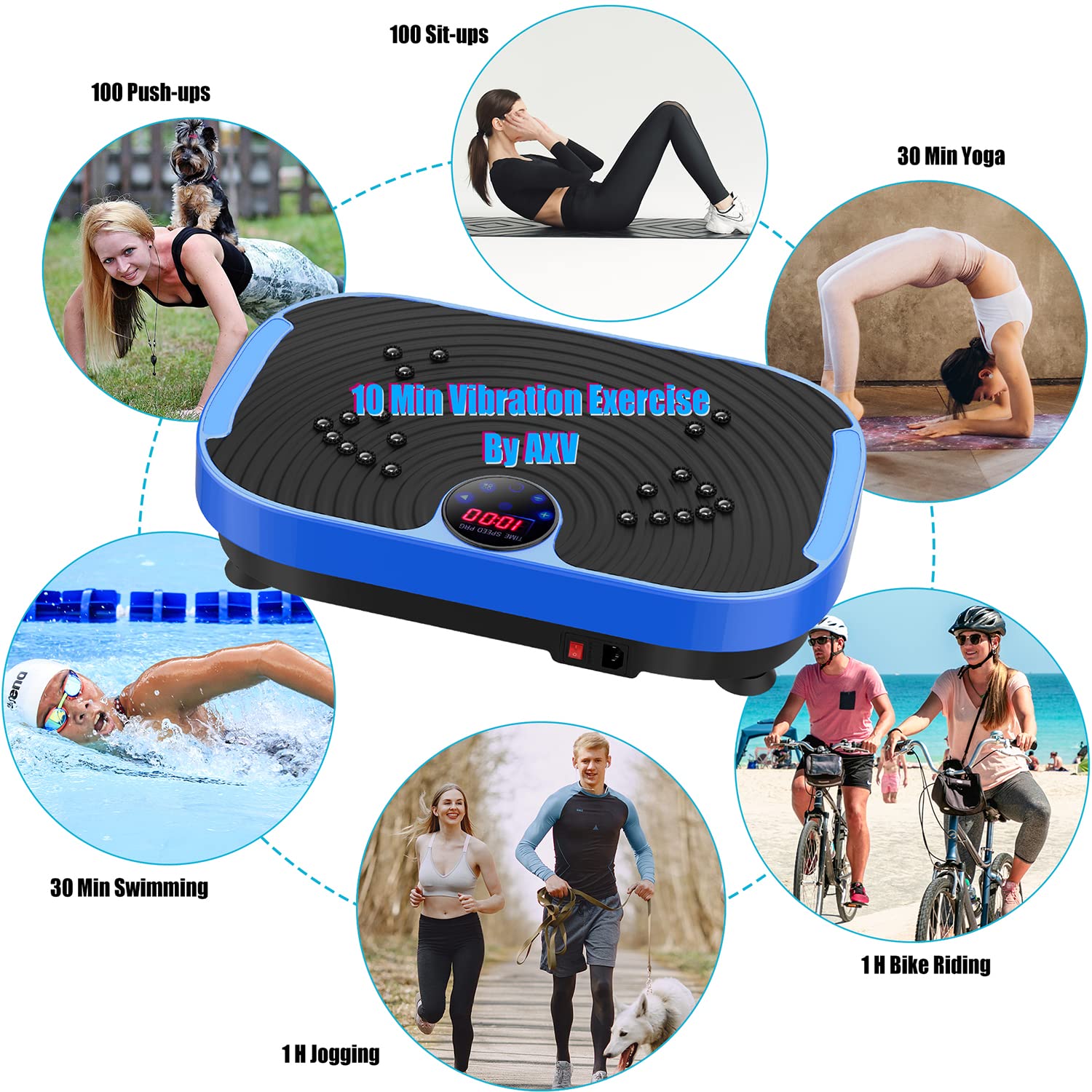 AXV Vibration Plate Exercise Machine - Whole Body Workout Platform for Weight Loss, Toning & Lymphatic Drainage | Home Gym Fitness Equipment for Women & Men | Perfect for Small Spaces & Recovery Workouts