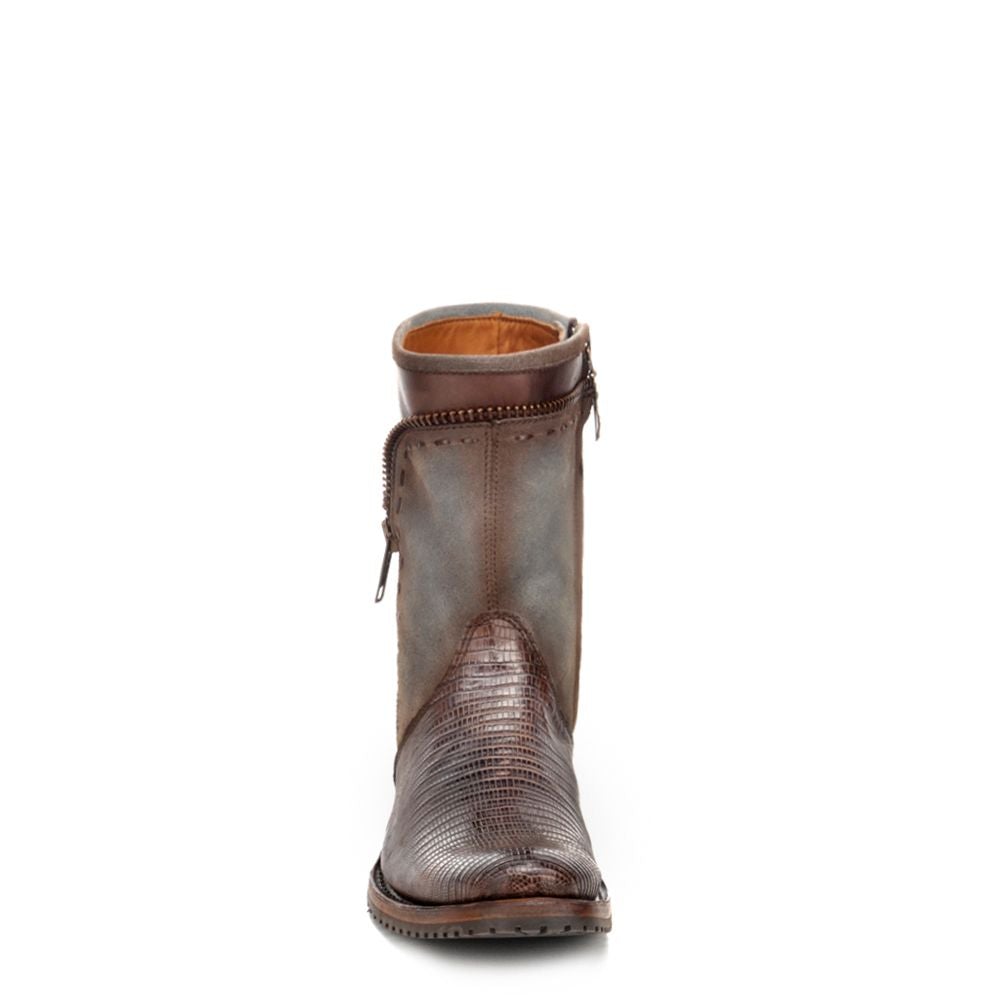 Vintage Men's Cowboy Lizard Ankle Boots - Cuadra Oxford Western Style Leather Boots for Casual Wear, Rodeo & Country Fashion