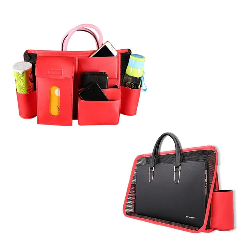 HWZ Car Seat Back Organizer - PU Storage Bag with Multi-Pockets for Road Trips & Travel