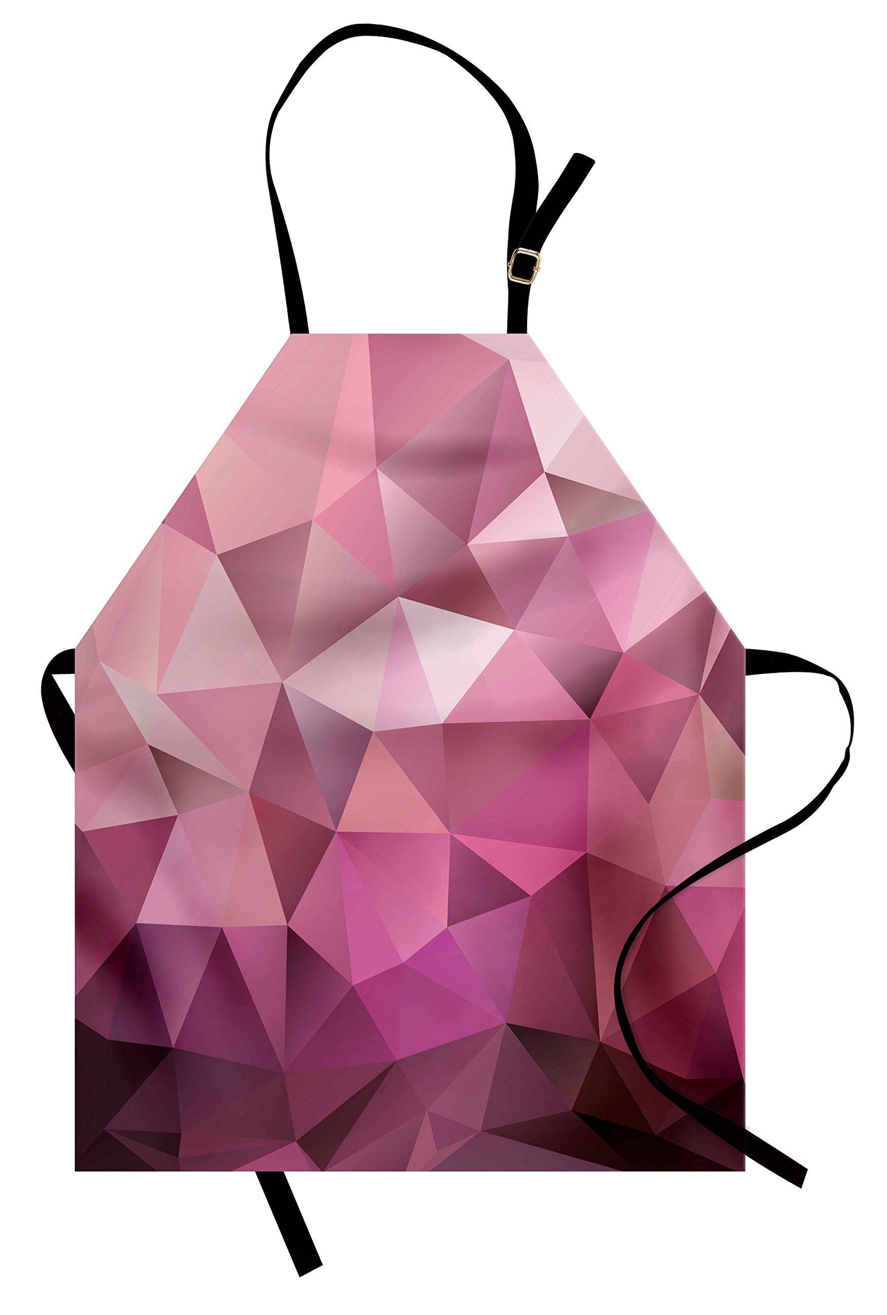 Ambesonne Abstract Triangle Geometric Print Unisex Kitchen Apron - Adjustable Neck Bib for Cooking, Baking, Gardening - Rose Pink Monochrome Design - Perfect for Home Chefs, BBQ Parties & Art Workshops
