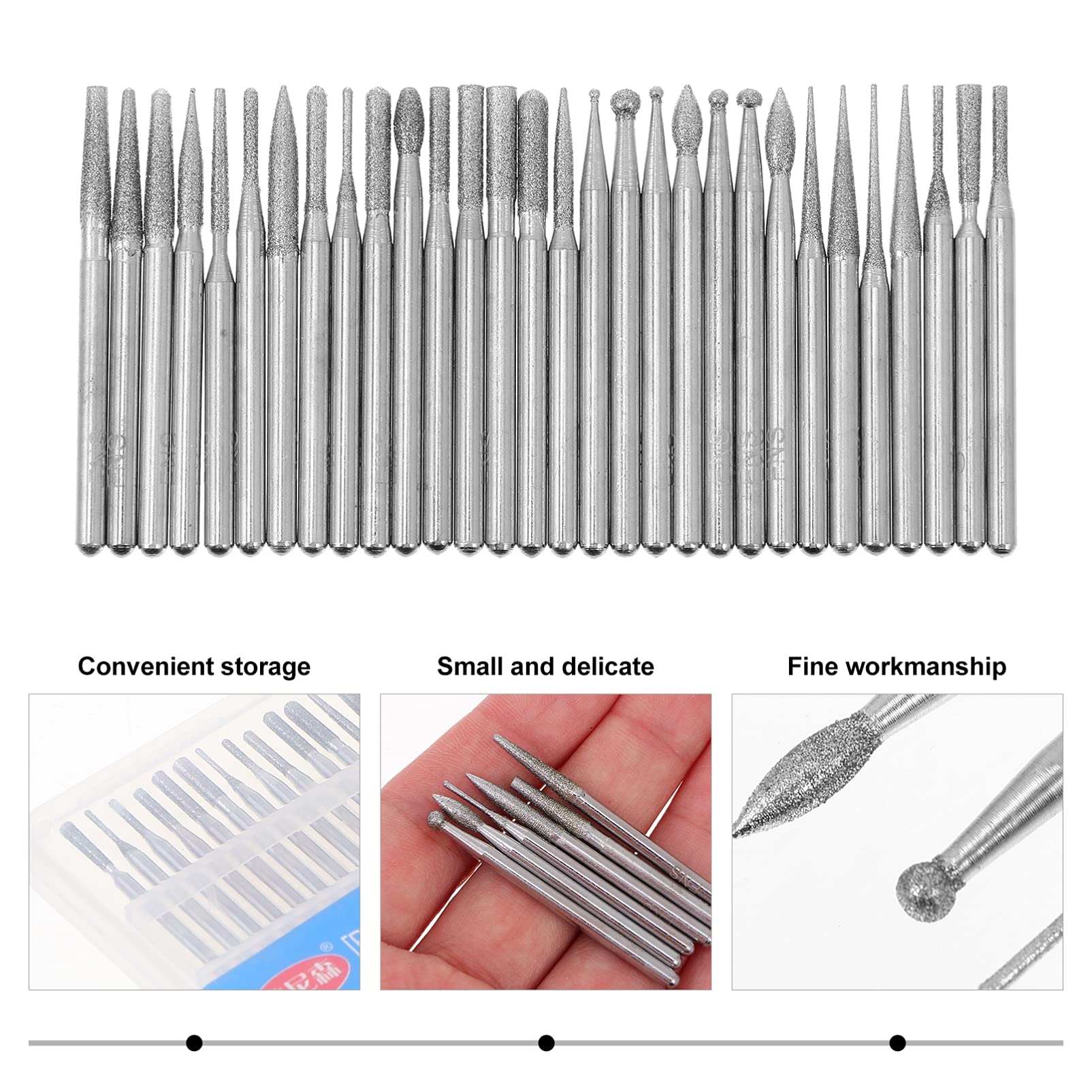 30PCS Professional Nail Drill Bits Set - Diamond Sanding & Manicure Files for Electric Nail Drill Tools | Fine Grit Nail Art Accessories for Salon & Home Use | Perfect for Acrylic, Gel & Natural Nails