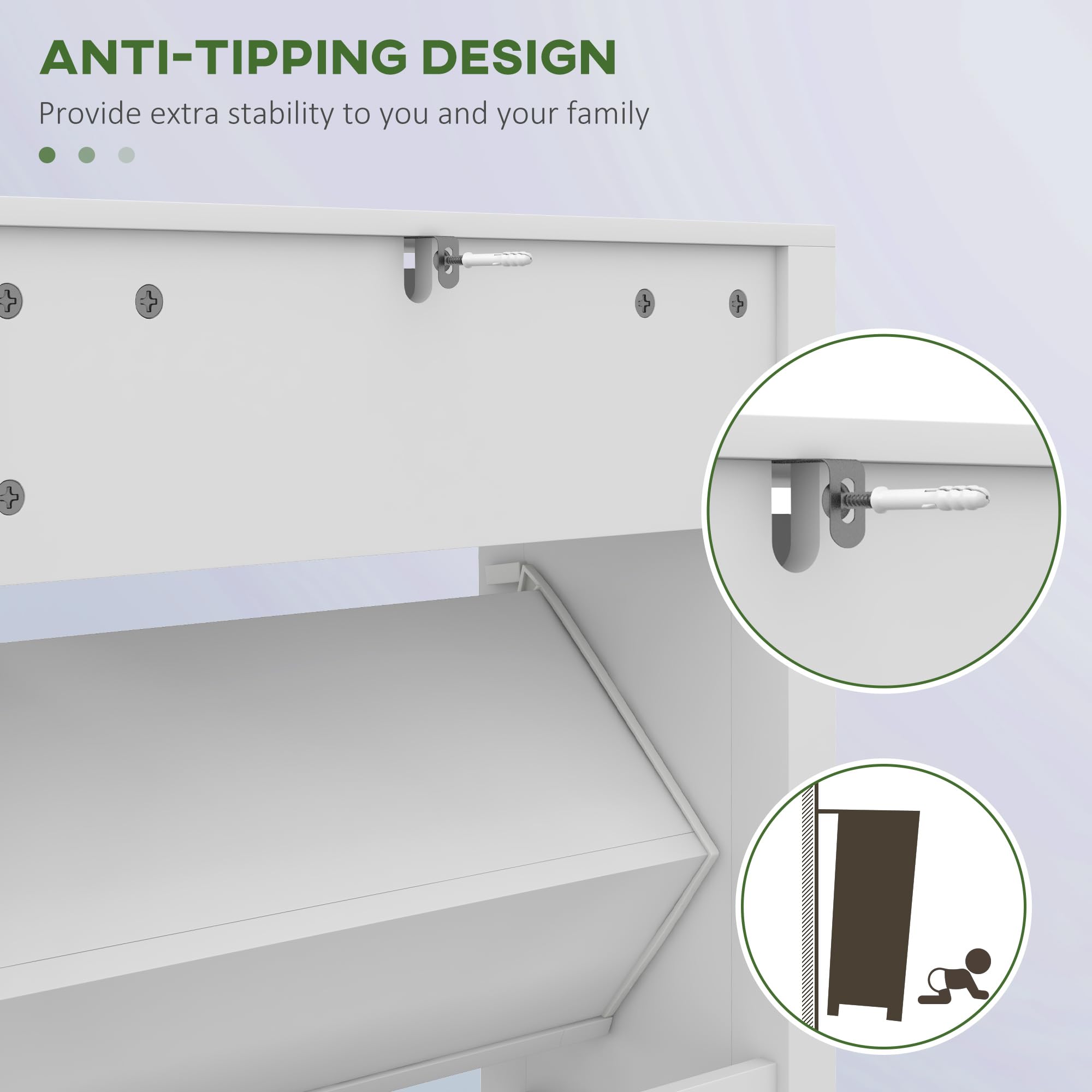 HOMCOM Shoe Cabinet Organizer - Freestanding Entryway Shoe Storage with 2 Flip Drawers & Adjustable Shelves, Holds 8 Pairs of Shoes - Perfect for Hallway, Closet or Small Space Organization