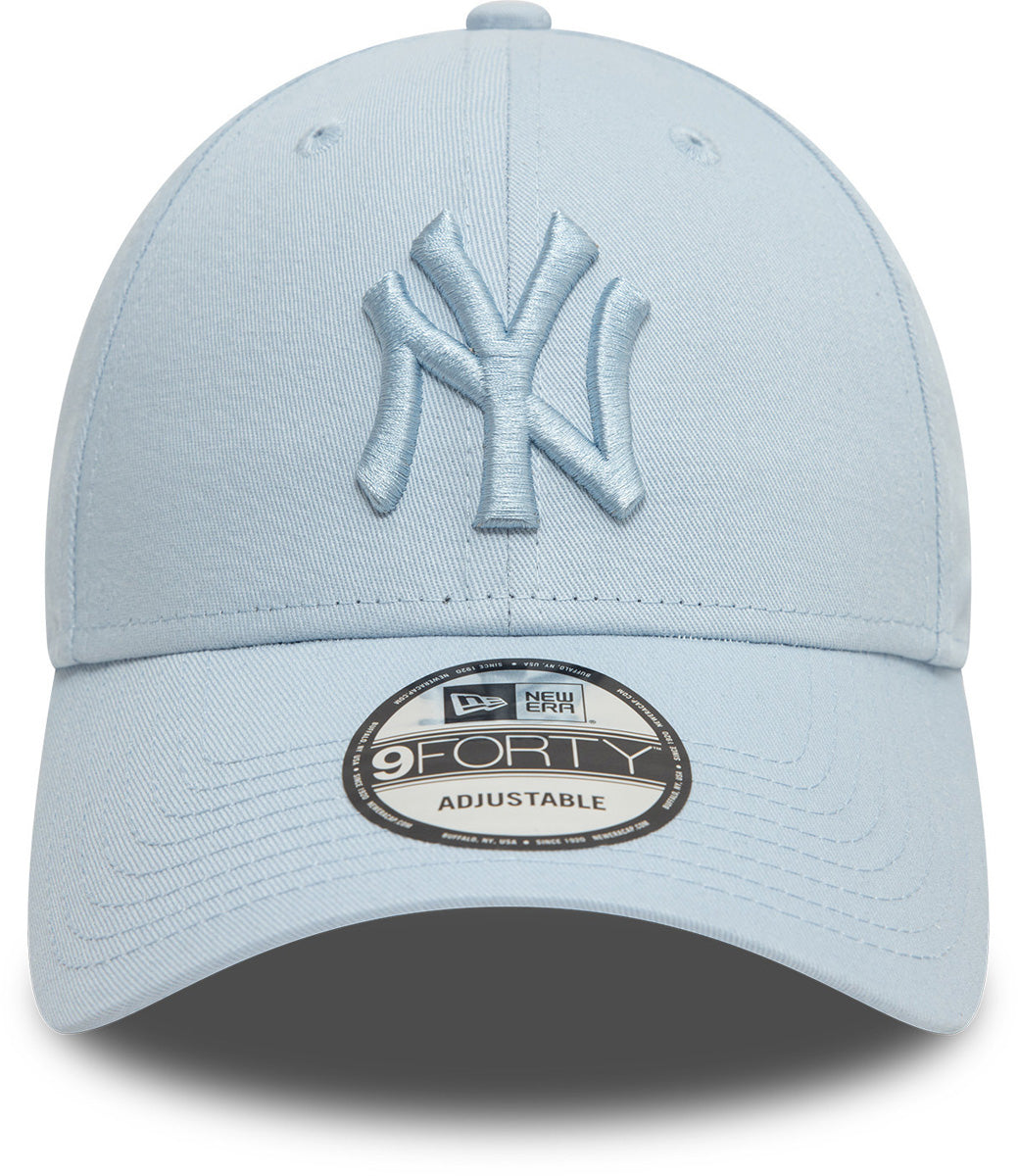 New York Yankees New Era 9Forty League Essential Pale Blue Baseball Cap for Men & Women - Official MLB Team Logo Adjustable Snapback Hat - Perfect for Baseball Games, Streetwear & Casual Outfits