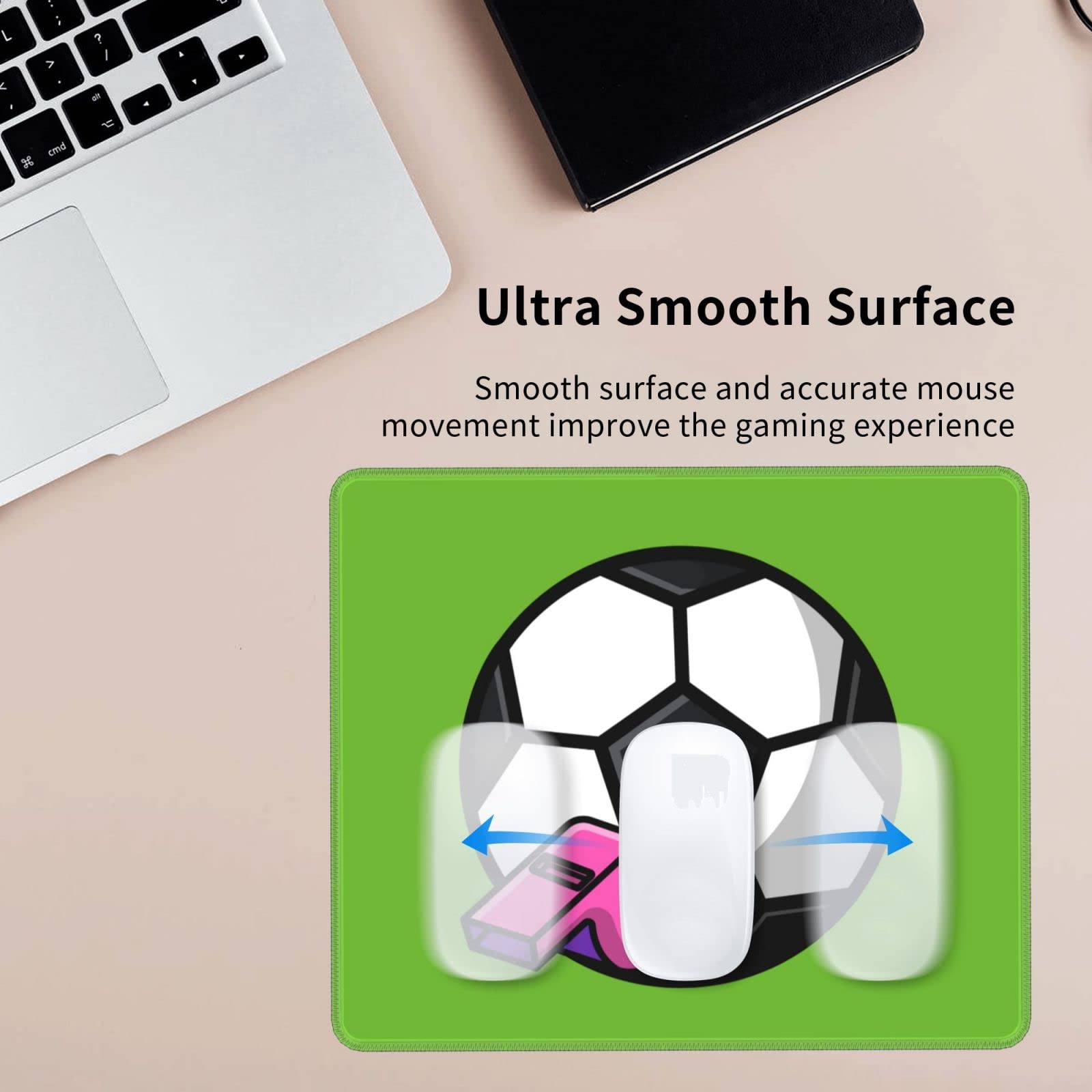 Waterproof Non-Slip Rubber Base Football & Whistle Mouse Pad - 10x12 Inch Gaming & Office Mousepad for PC/Laptop - Perfect for Sports Enthusiasts and Referees