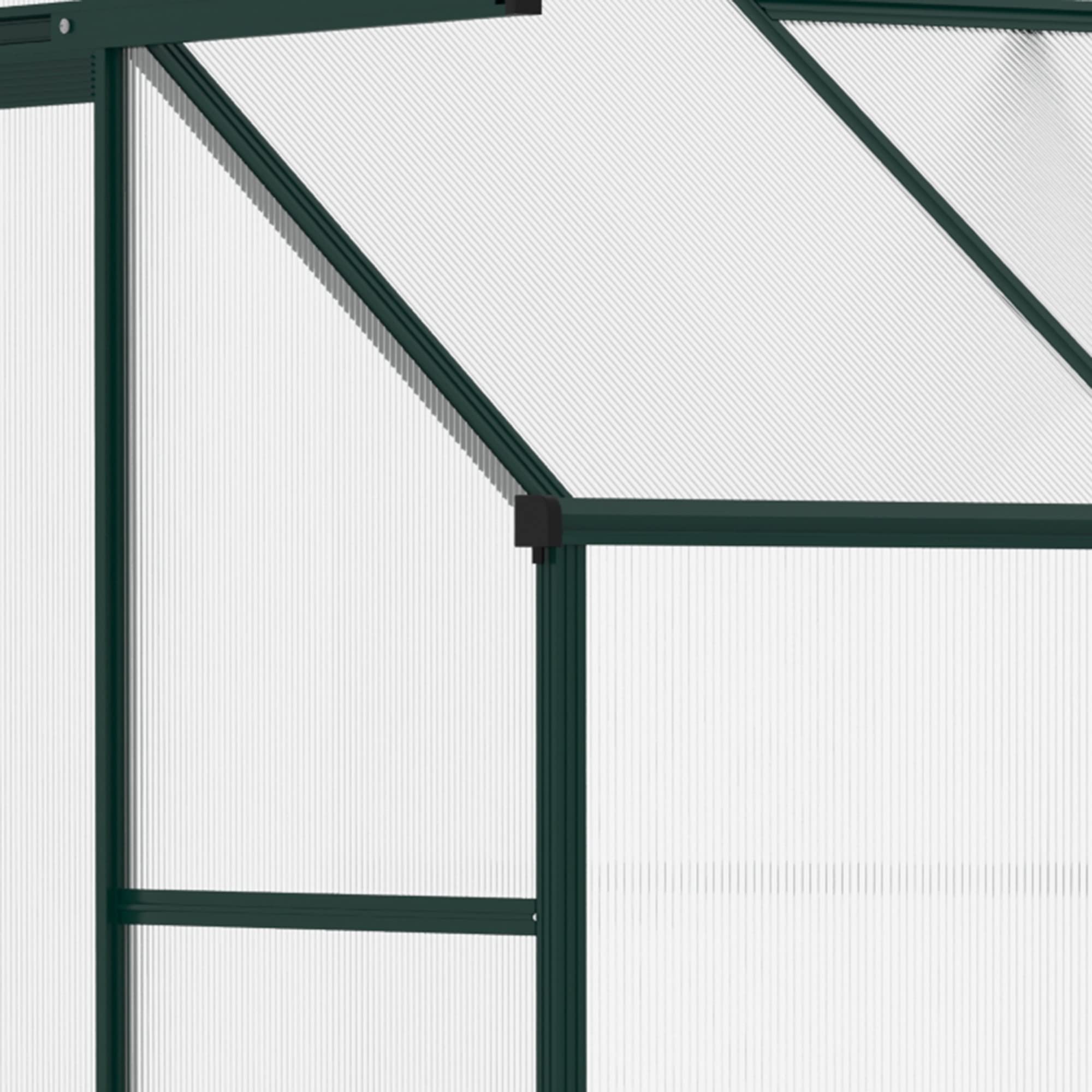 Outsunny 6x4x7 FT Walk-in Polycarbonate Greenhouse Kit with Aluminum Frame, Sliding Door & Roof Vent - Lean-to Hot House for Gardening, Plant Growing & Backyard Greenhouse - Perfect for Small Gardens, Balconies & Urban Farming