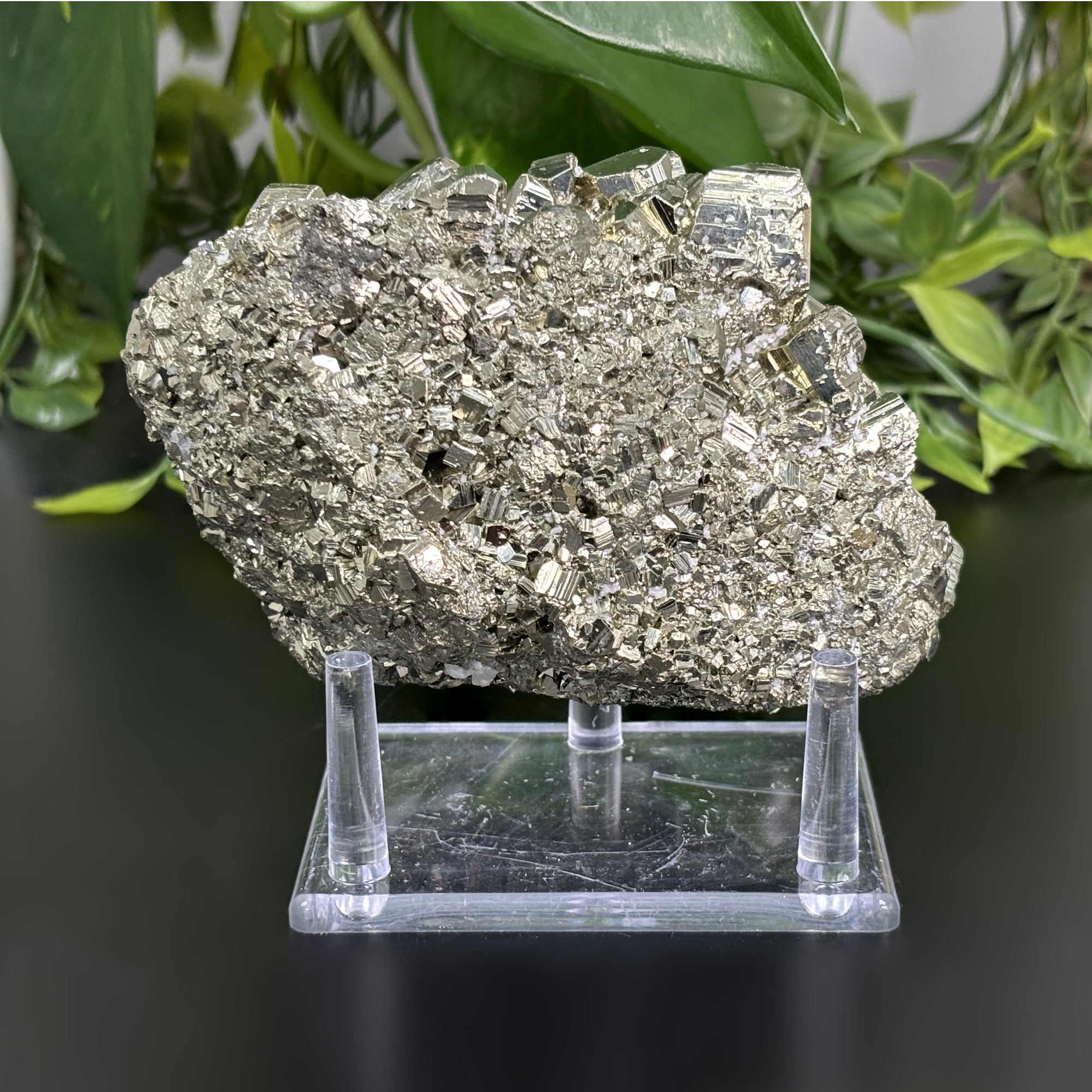 Natural Pyrite Crystal Cluster – Raw Healing Stone for Energy, Prosperity & Meditation – Golden Gemstone Mineral Specimen for Home Décor, Display & Collectors – Perfect for Spiritual Healing, Feng Shui & Crystal Collections (RMI720)