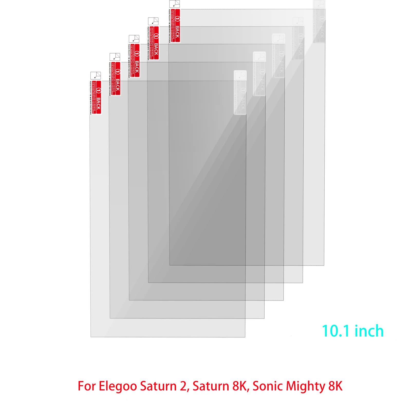 KOYOFEI 5-Pack Screen Protector for 10.1 Inch LCD 3D Printers - Compatible with ELEGOO Saturn 2, Saturn 8K, Sonic Mighty 8K & Photon M3 Premium Resin 3D Printers - Anti-Scratch Protective Film for Clear Printing & Extended Screen Life
