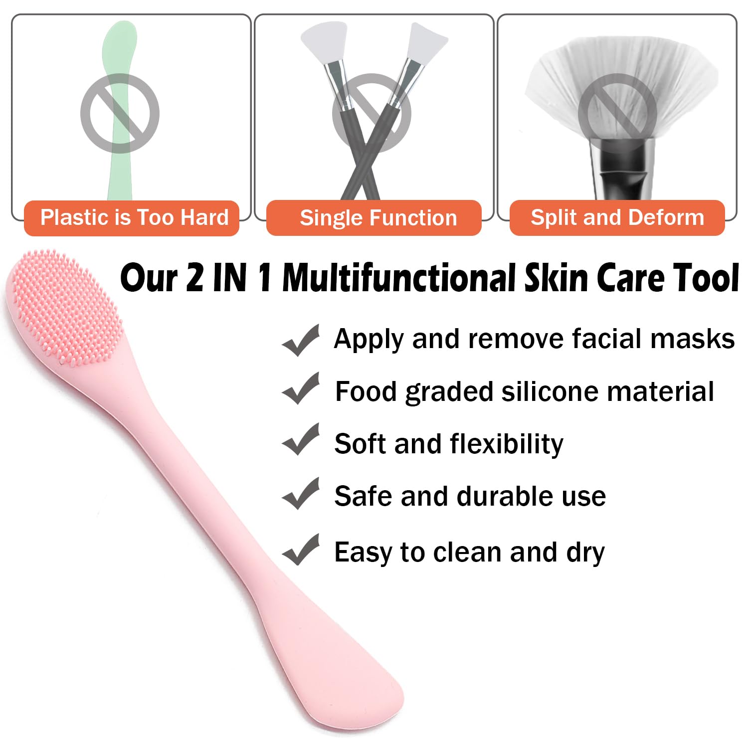 2-in-1 Silicone Facial Cleansing Brush & Exfoliator - Gentle Face Scrubber for Blackhead Removal, Makeup Cleansing & Skin Massage | Perfect for Mud Masks, Clay Treatments & DIY Skincare Routines | Ideal for Daily Cleansing & Spa-Like Home Facial Care