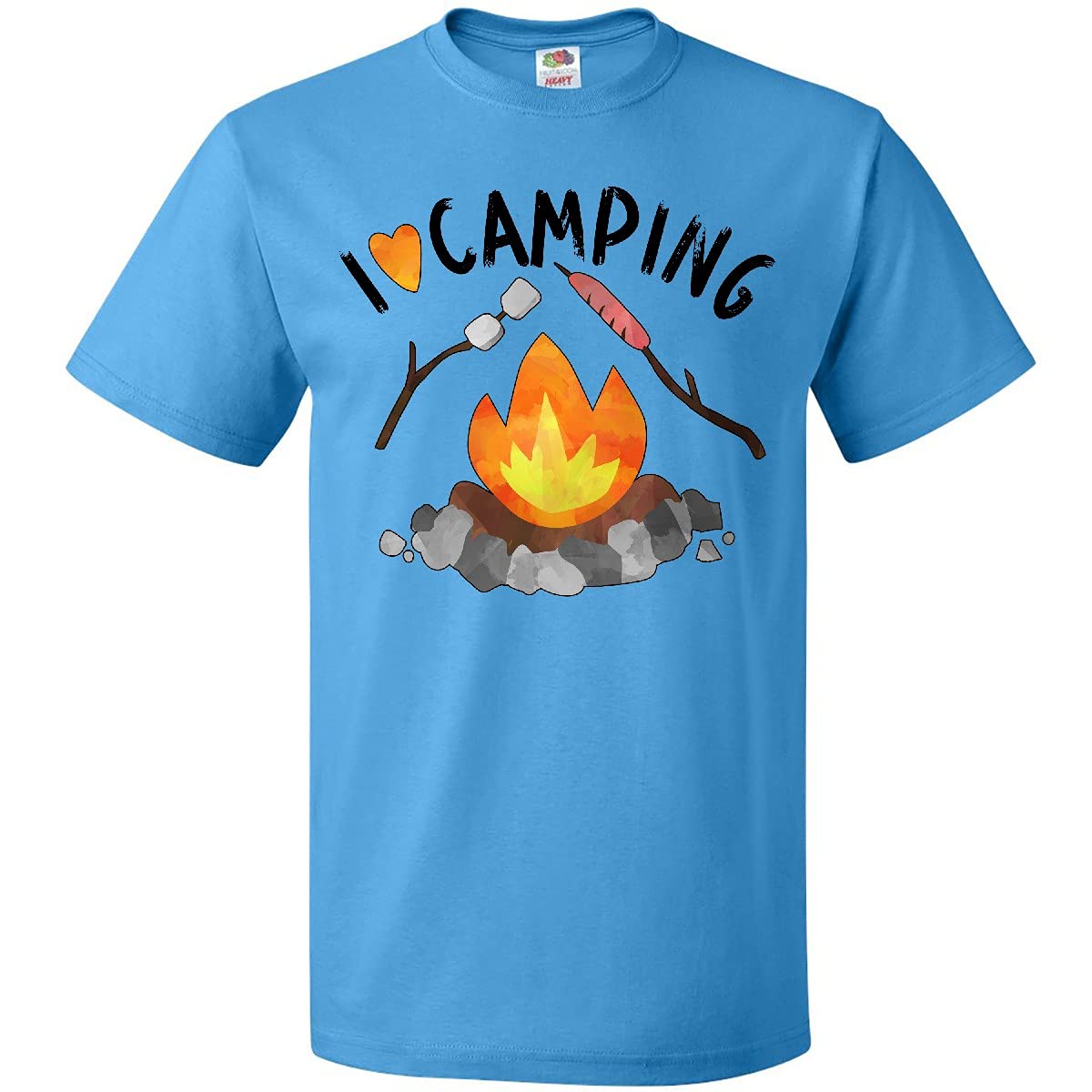 Inktastic I Love Camping T-Shirt with Campfire, Hot Dog & Marshmallows Design - Perfect for Outdoor Adventures, Hiking & Camping Trips