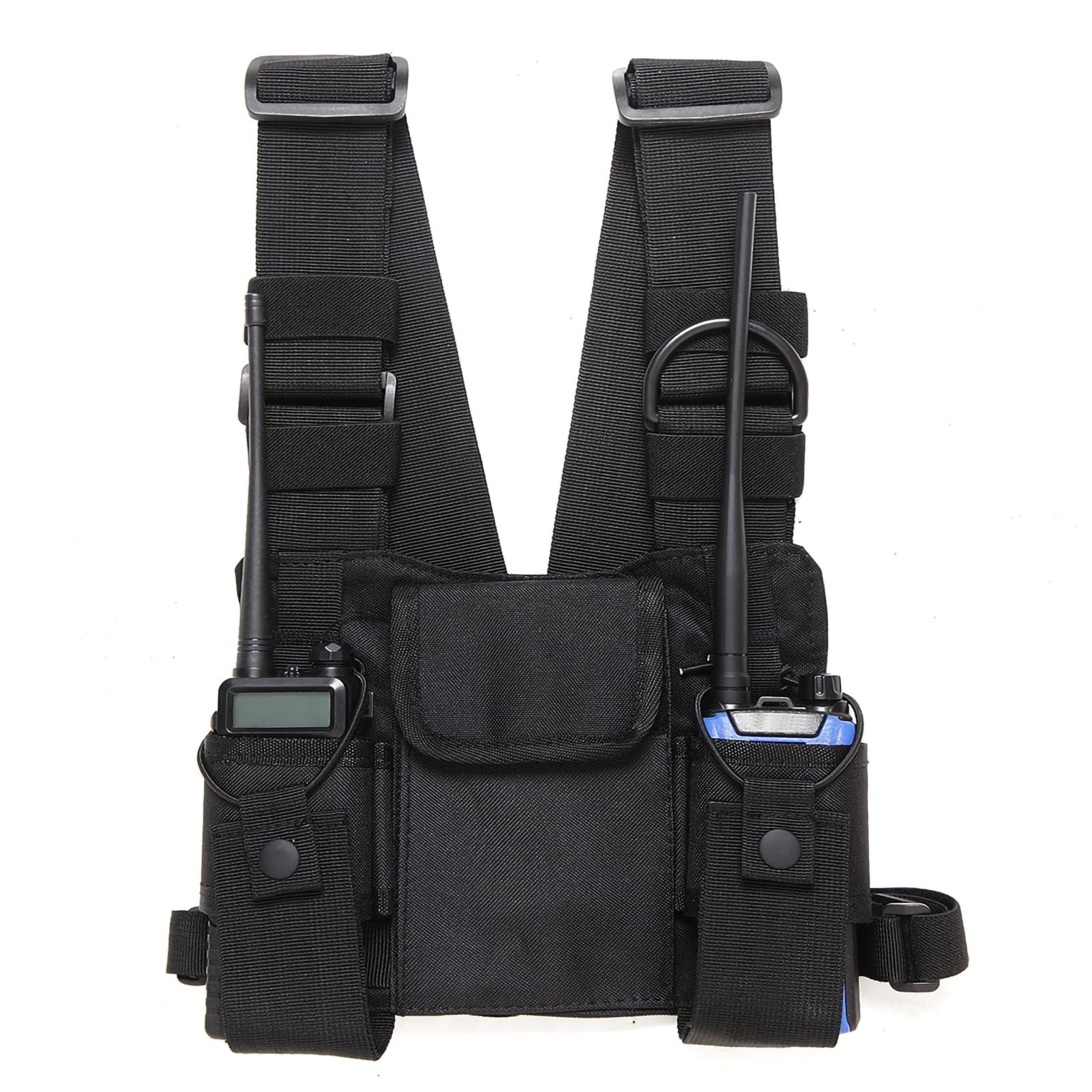 Adjustable Nylon Chest Pack Walkie Talkie Harness - Two-Way Radio Shoulder Bag for Outdoor Adventures, Hip Hop Streetwear & Men's Backpack Holster (Perfect for Hiking, Concerts & Security Work)