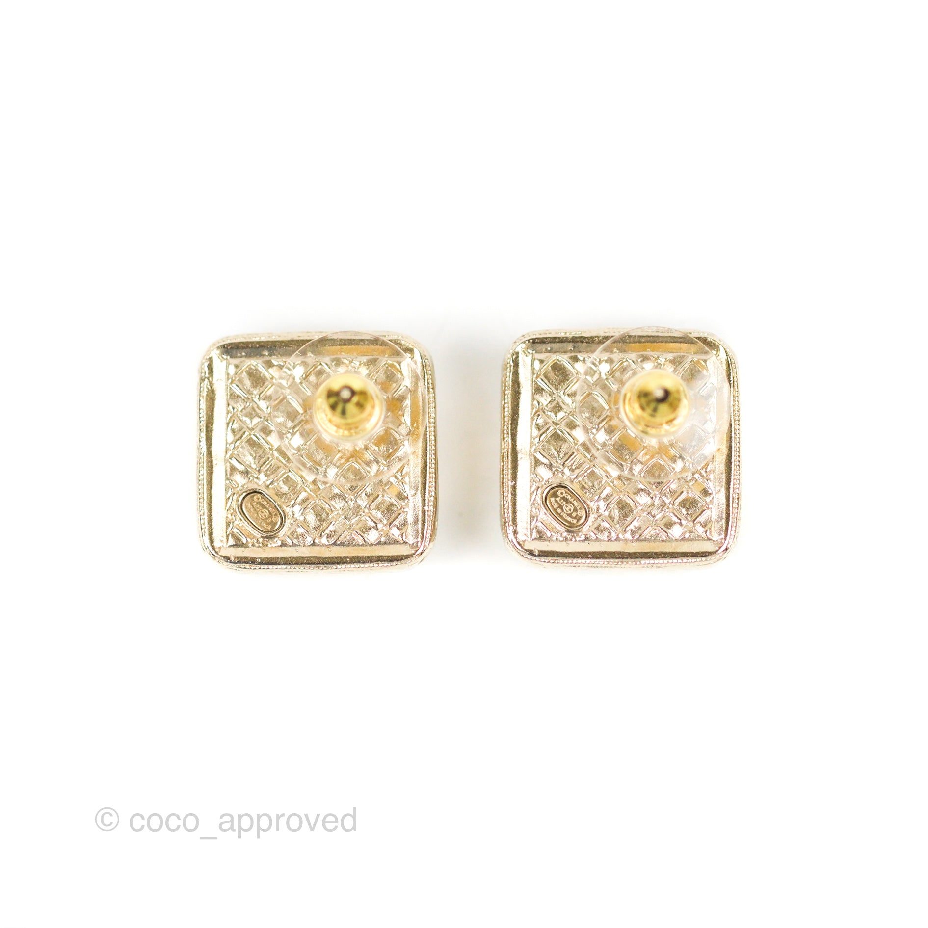 Chanel CC Crystal Square Earrings in Gold Tone - 22S Collection | Luxury Fashion Jewelry for Women, Perfect for Parties, Weddings & Special Occasions