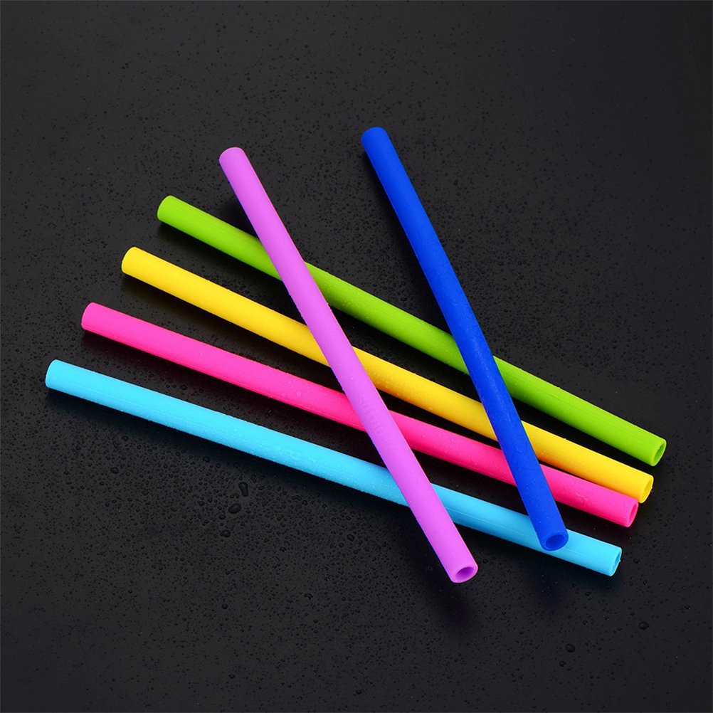 Eco-Friendly Cabilock 6-Pack Silicone Drinking Straws | Reusable Straight Straws for Smoothies, Iced Coffee & Cocktails | BPA-Free Dishwasher Safe