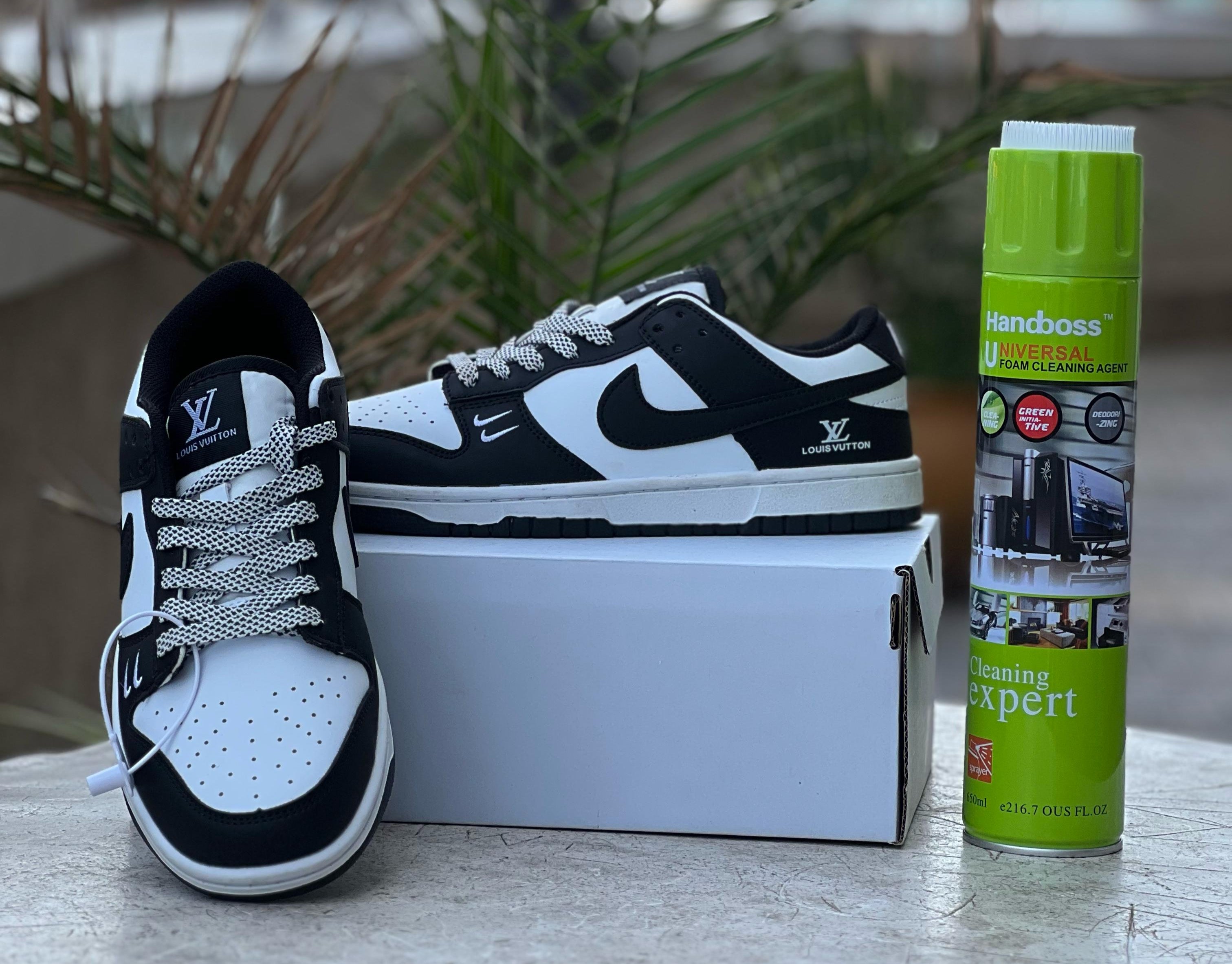 Nike Dunk Low x Louis Vuitton Black & White Sneakers for Men - Limited Edition Luxury Streetwear Shoes for Casual Wear, Fashion & Sneaker Collectors