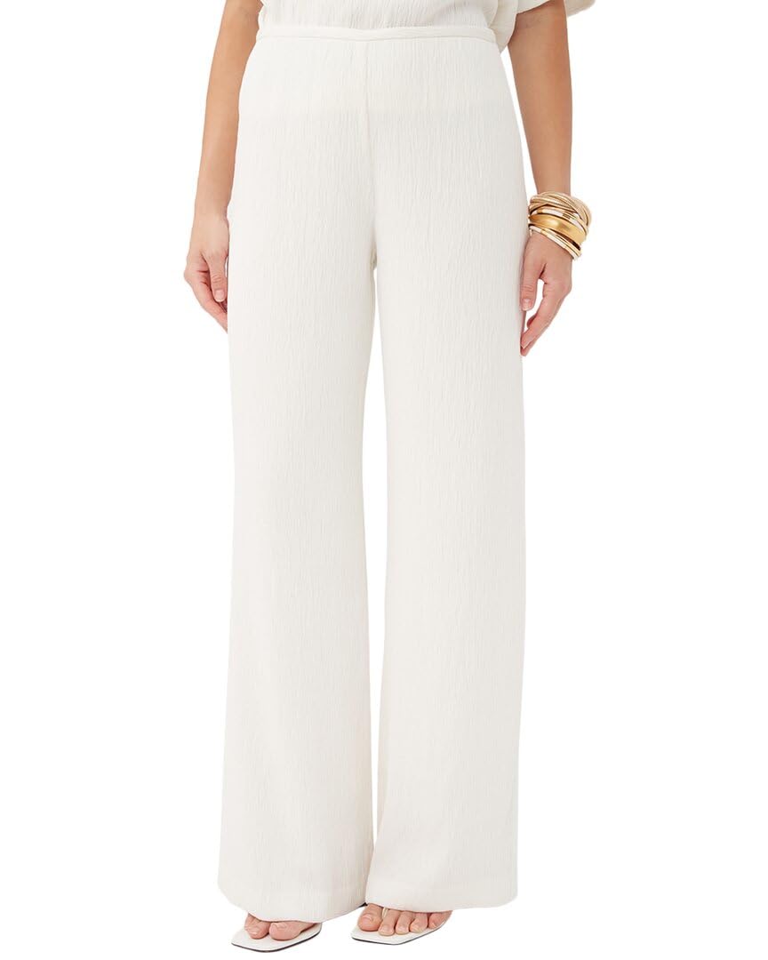 Trina Turk Women's Plisse Wide Leg Pants - High Waisted Comfortable Palazzo Trousers for Work, Travel & Casual Wear