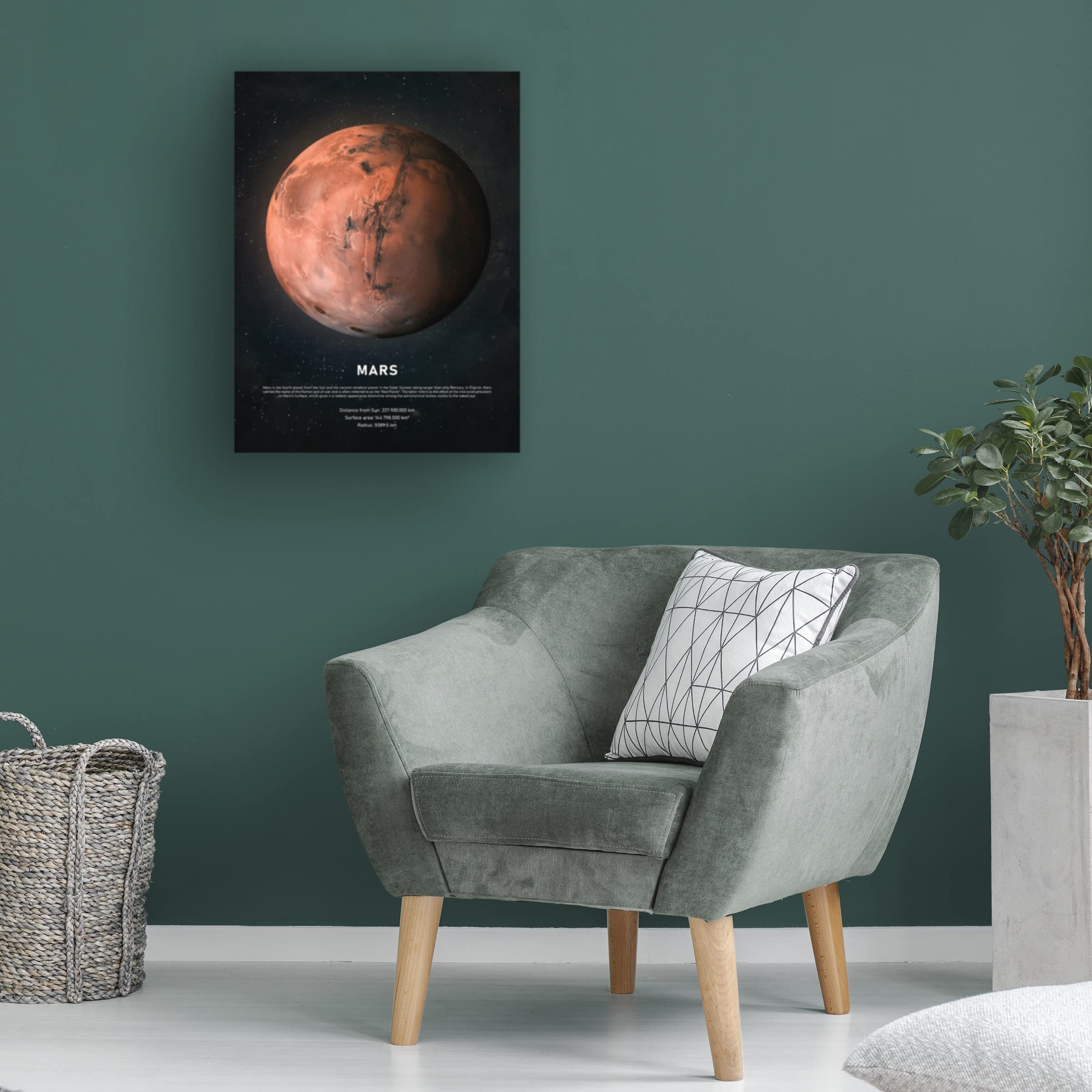 Trademark Fine Art 'Mars' Canvas Print by Design Fabrikken - Modern Space Themed Wall Decor for Living Room, Bedroom & Office