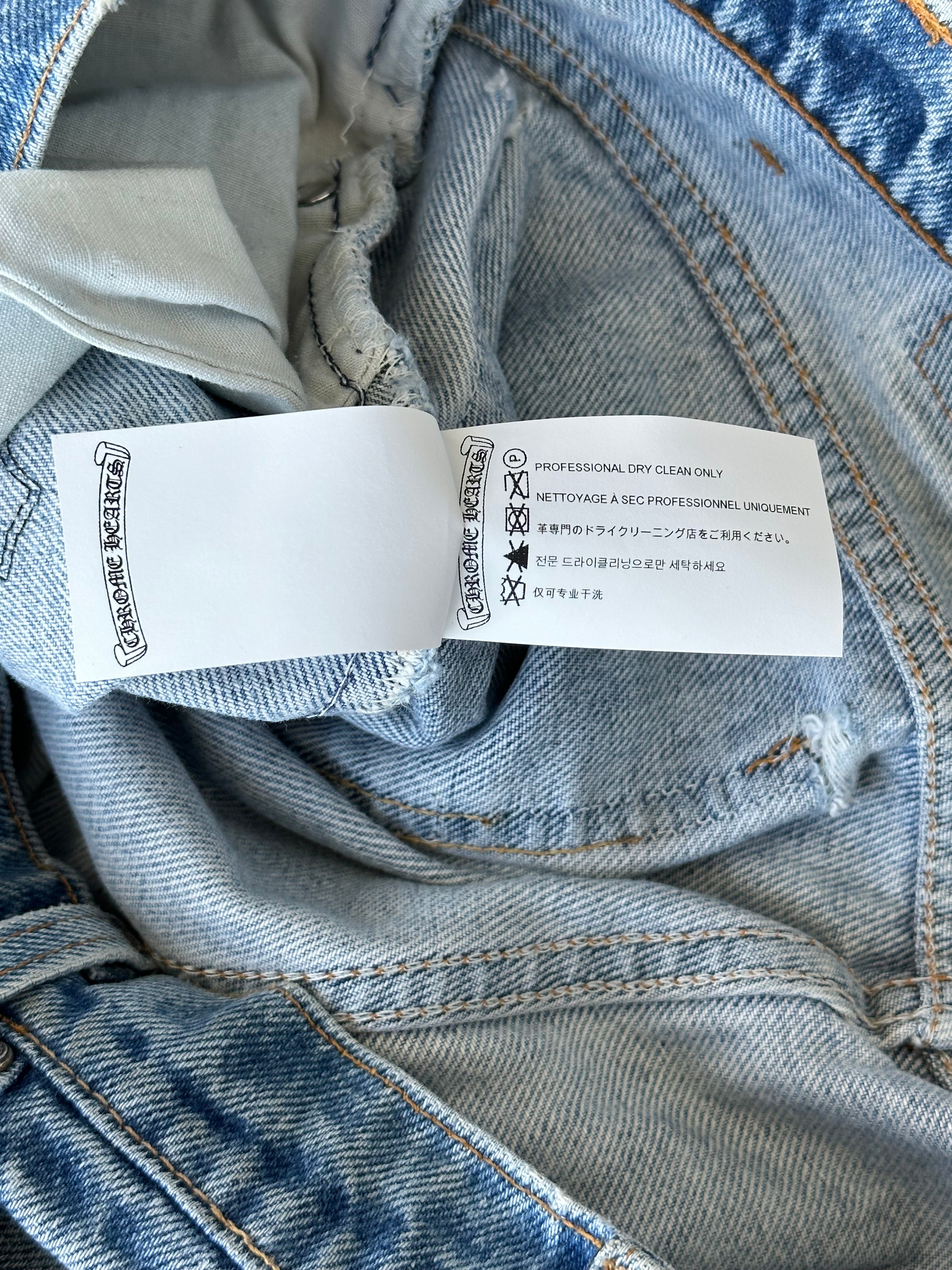 Chrome Hearts x Levi's Blue & Black Cross Patch Denim Jeans for Men - Stylish Vintage Streetwear for Casual Outfits and Night Out