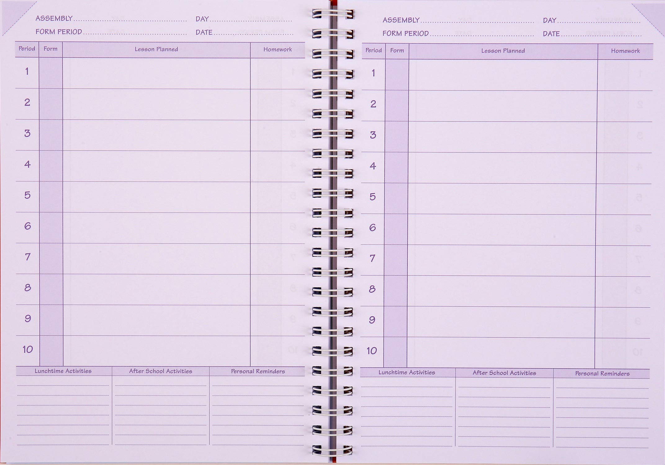 2025-2026 Teacher Planner A4 Size - 10 Period Purple Lesson Plan Book (TP5-P) for Classroom Organization, Homeschooling & Academic Scheduling