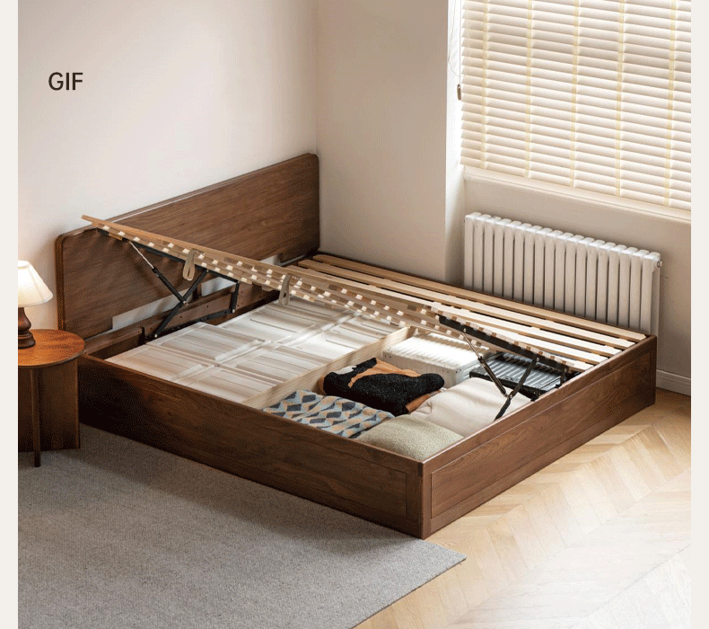 Premium Black Walnut Solid Wood Platform Bed Frame - Modern Luxury Bedroom Furniture for Master & Guest Rooms