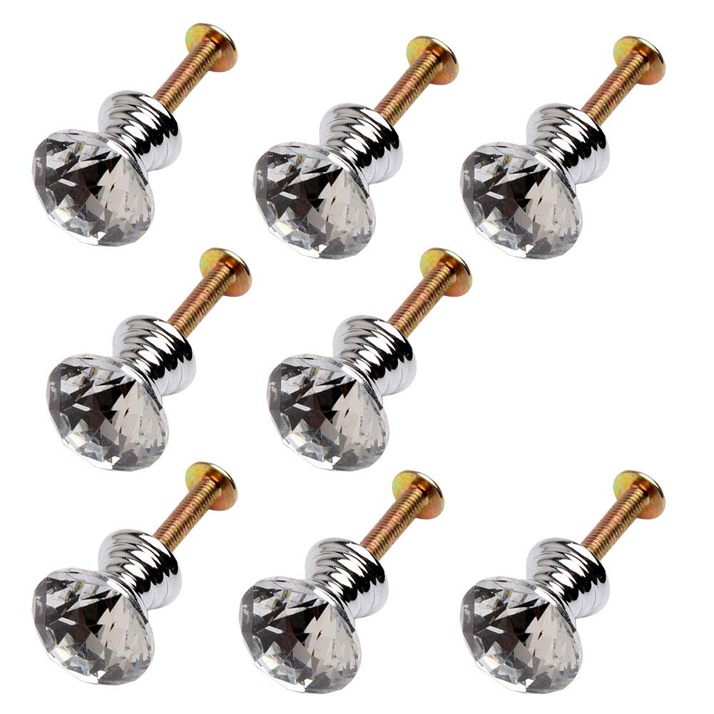 8 Pcs Crystal Cabinet Knobs - Mini Metal Jewelry Box Drawer Pulls - Single Hole Handles for Dresser, Jewelry Organizer & Gift Box - Elegant Home Decor Upgrade