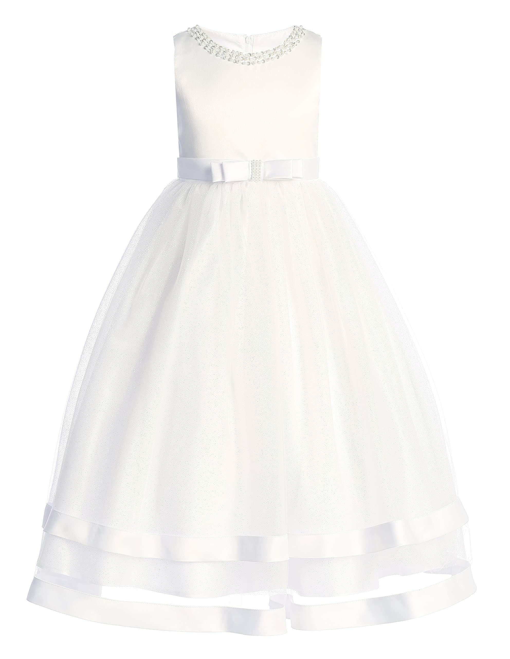 Pink Princess First Communion Dresses for Girls 7-16 | 1st Holy White Dress Plus Size | Perfect for Church Ceremonies & Special Occasions