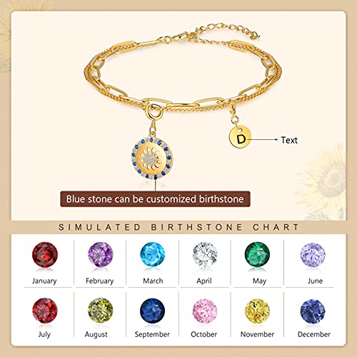 Kaululu Sunflower Charm Bracelet for Women & Teen Girls - Elegant Sunflower Jewelry Gift for Wife, Girlfriend, Mom - Perfect for Anniversaries, Weddings, Birthdays & Friendship - Stylish Floral Fashion Accessory for Everyday Wear & Special Occasions