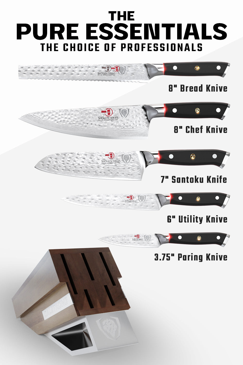 Dalstrong Shogun Series ELITE 5-Piece Knife Block Set - High-Quality Japanese Steel Knives for Professional Chefs & Home Cooking