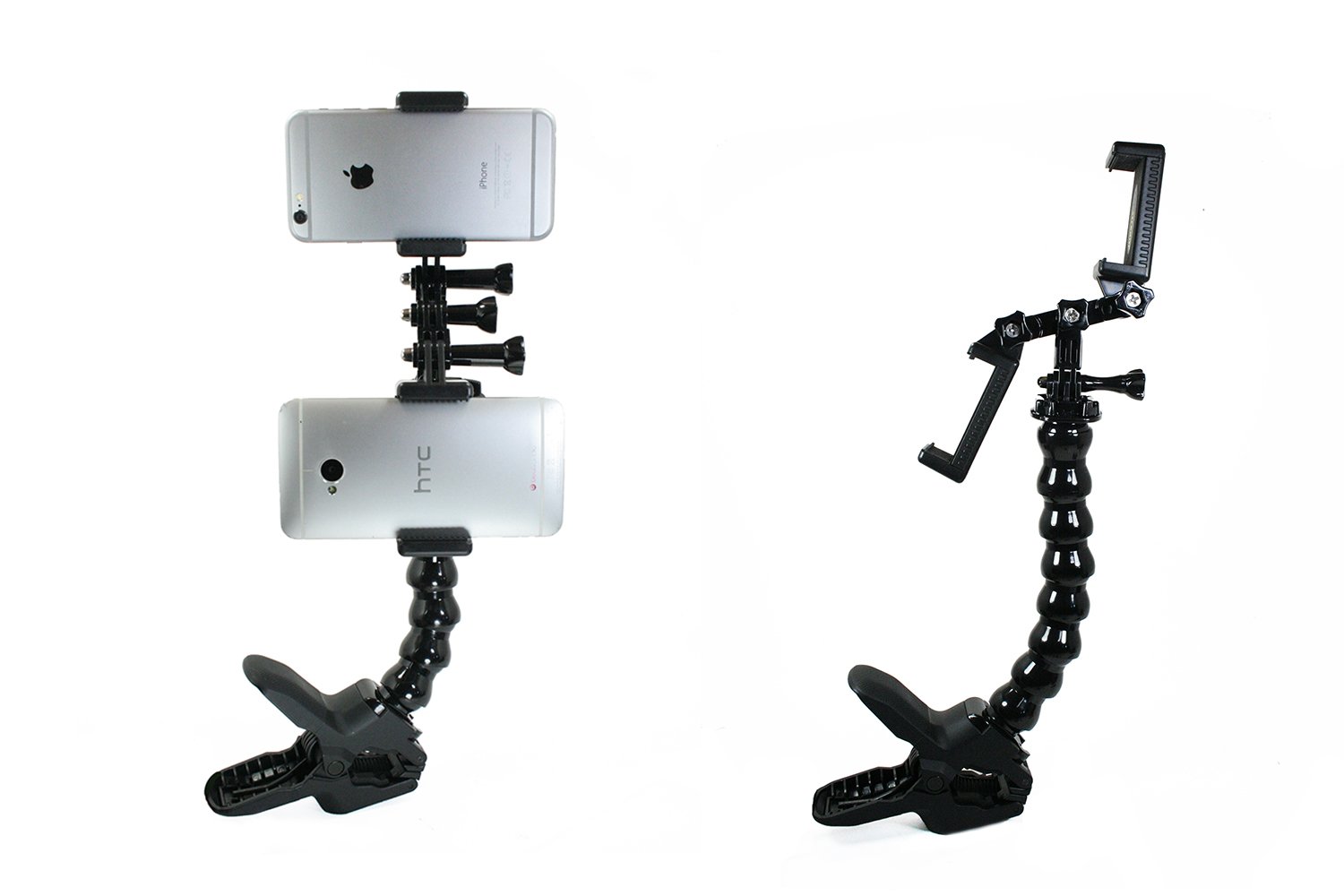 Livestream Gear® - Dual Device Jaws Clamp for Streaming & Video Recording - Compatible with 2 Phones, Sports Cameras & Canon DSLRs - Adjustable Angles - Perfect for Live Streaming, Vlogging & Multi-Angle Video Shoots