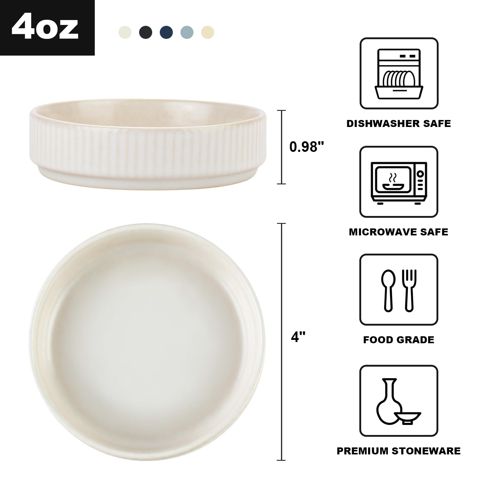 Famiware 6-Piece Star Soy Sauce Dish Set - 4 oz Ceramic Dipping Bowls for Sushi, Dumplings, Ice Cream & Desserts | Small Serving Dishes for Asian Cuisine, Appetizers & Condiments | Matte White Dinnerware