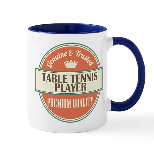 White/Navy Inside - Table Tennis Player Vintage Logo Mug
