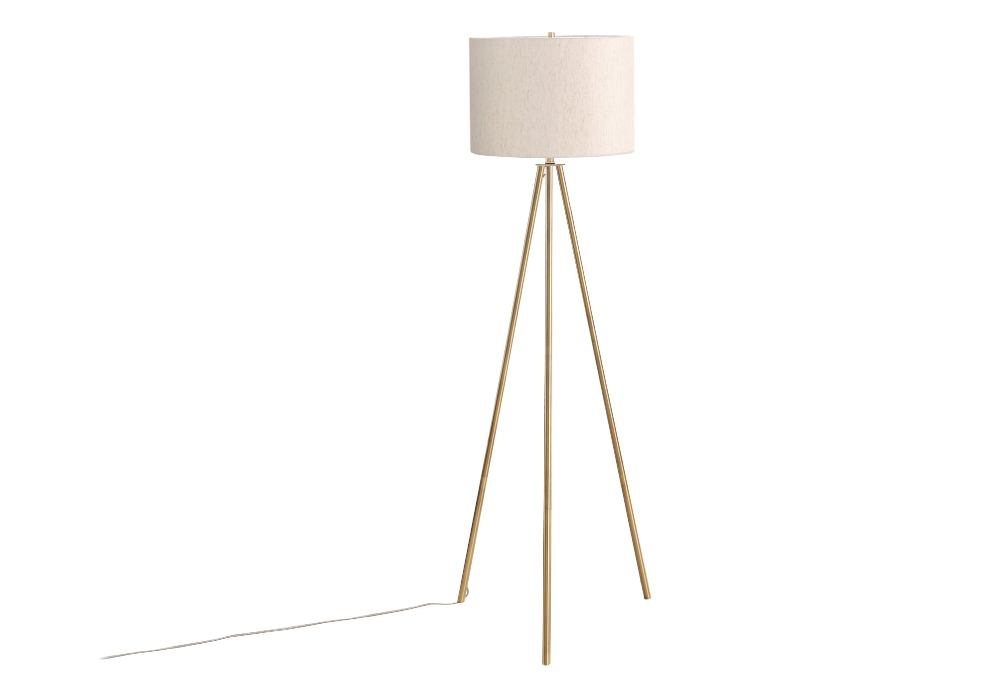 Brilliance Glow Modern Brass Floor Lamp with Ivory Cream Fabric Shade - 63 Inch Tall Adjustable Standing Light for Living Room, Bedroom & Office Decor