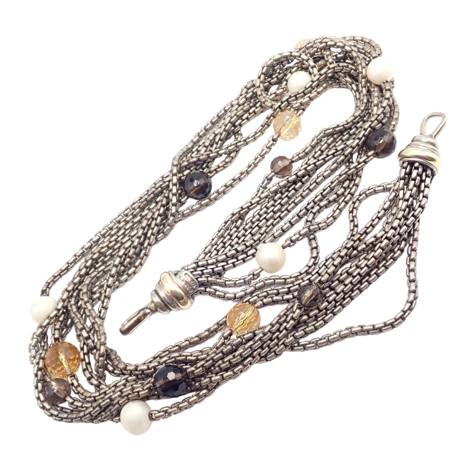 David Yurman DY 18k Yellow Gold & Sterling Silver 8-Strand Box Chain Necklace for Women - Elegant Layered Jewelry for Everyday Wear, Date Nights & Special Occasions