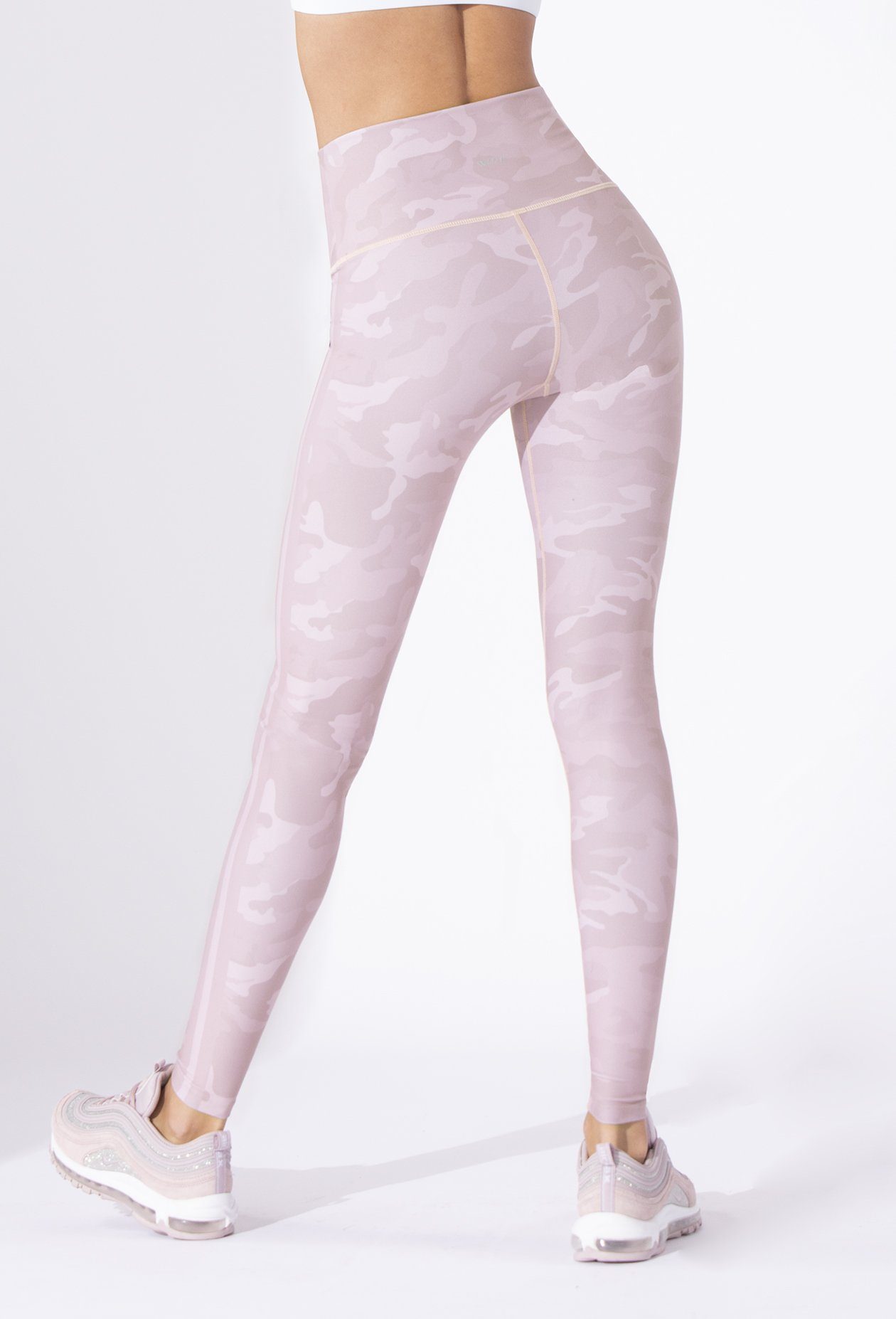 High Waisted Leggings for Women - Blush Camo Print Yoga Pants with Tummy Control | Perfect for Workouts, Running & Lounge Wear