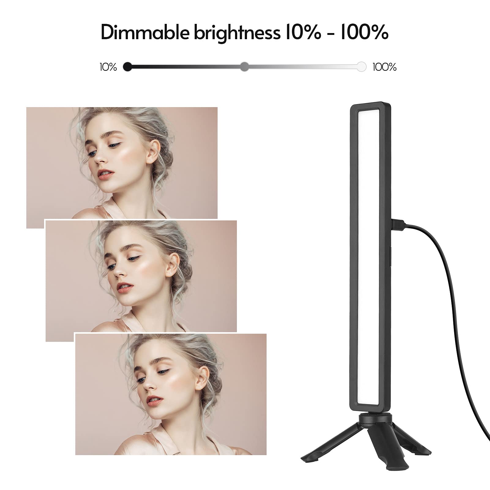 Andoer 2-Pack USB LED Video Light with Tripod Stand & Screen Clamp - Adjustable 3 Color Temperature for Zoom Meetings, YouTube Streaming, TikTok Videos & Photography (White/Warm/Cool Light) - Perfect for Home Office, Studio & Content Creation