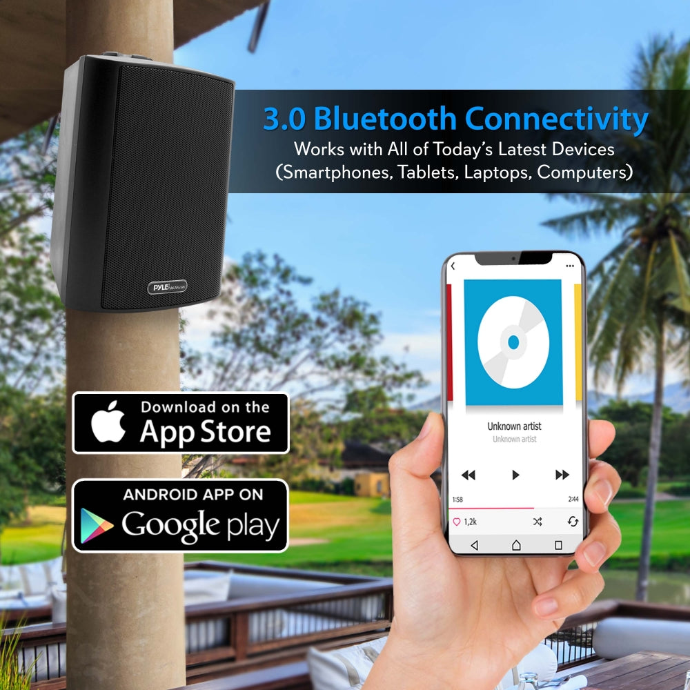 6.5 Inch Indoor Outdoor Wall Mount Speakers - High-Quality Weatherproof Stereo Sound for Home Theater, Patio, Garden & Commercial Use