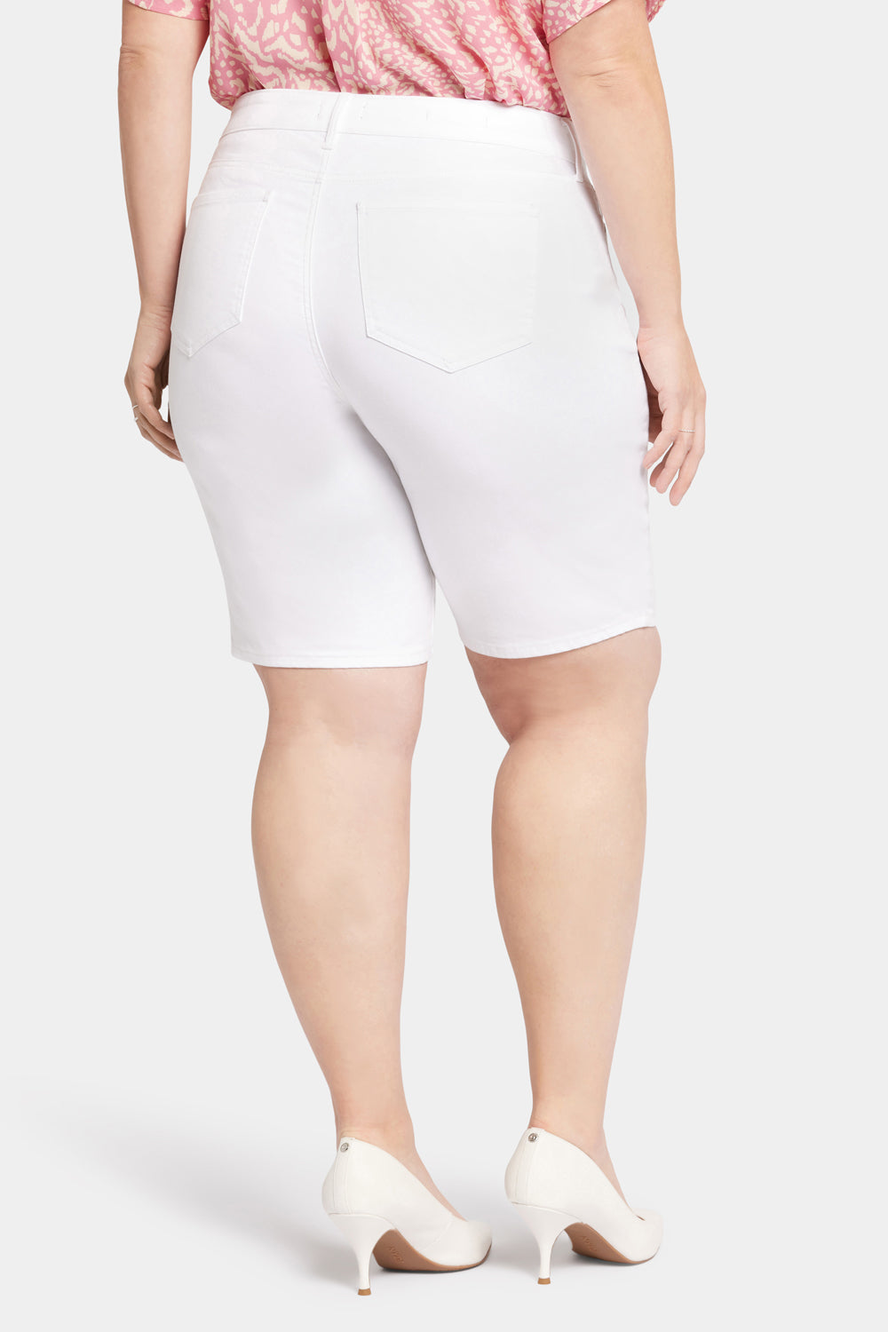 Briella 11 Inch Plus Size Denim Shorts for Women - High Waisted Stretch Jeans Shorts in Optic White | Perfect for Summer, Beach, and Casual Outfits