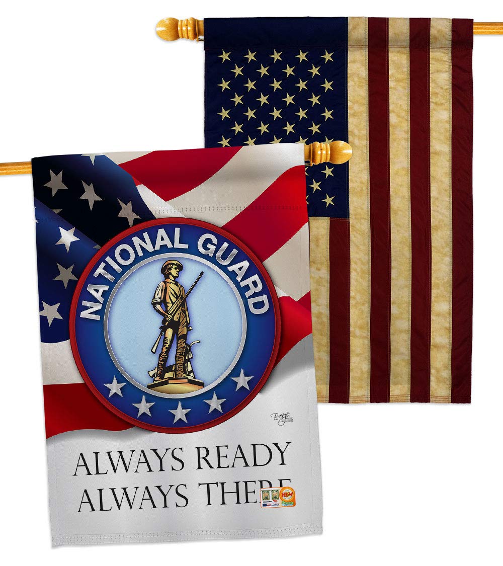 American National Guard House Flags Pack - Armed Forces ANG Military Veteran Retiree Official USA Flag - Double-Sided 28x40 Inch Outdoor Yard Banner - Patriotic Home Decor for Veterans Day, Memorial Day & Military Appreciation