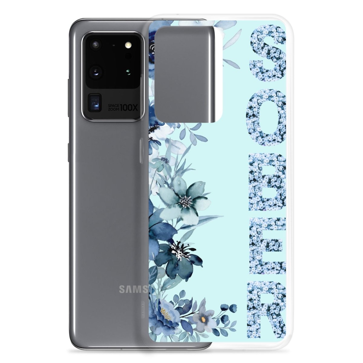 SOBER Blue Chinoiserie Samsung Phone Case - Clear Floral Design Protective Cover for Samsung Galaxy | Perfect for Everyday Use, Office & Travel